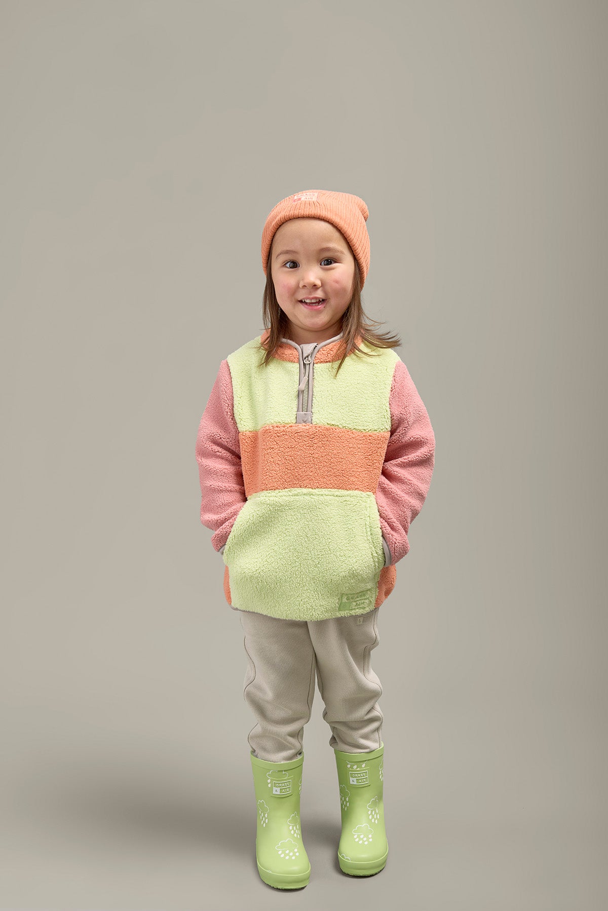 Aurora Pink Kids Borg 1/4 Zip Jumper