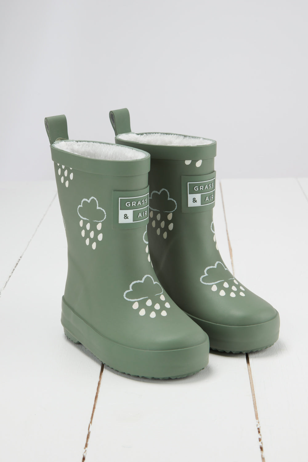 Khaki Green Colour-Changing Kids Wellies - Main Image