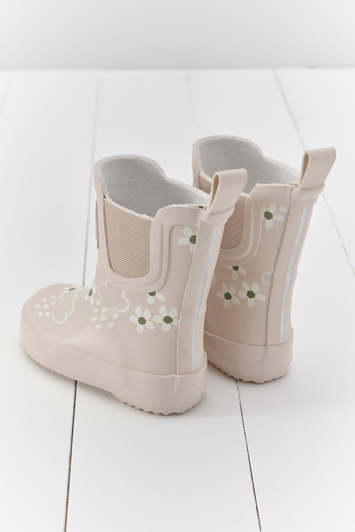 Pampas Cream Floral Short Colour-Changing Kids Wellies