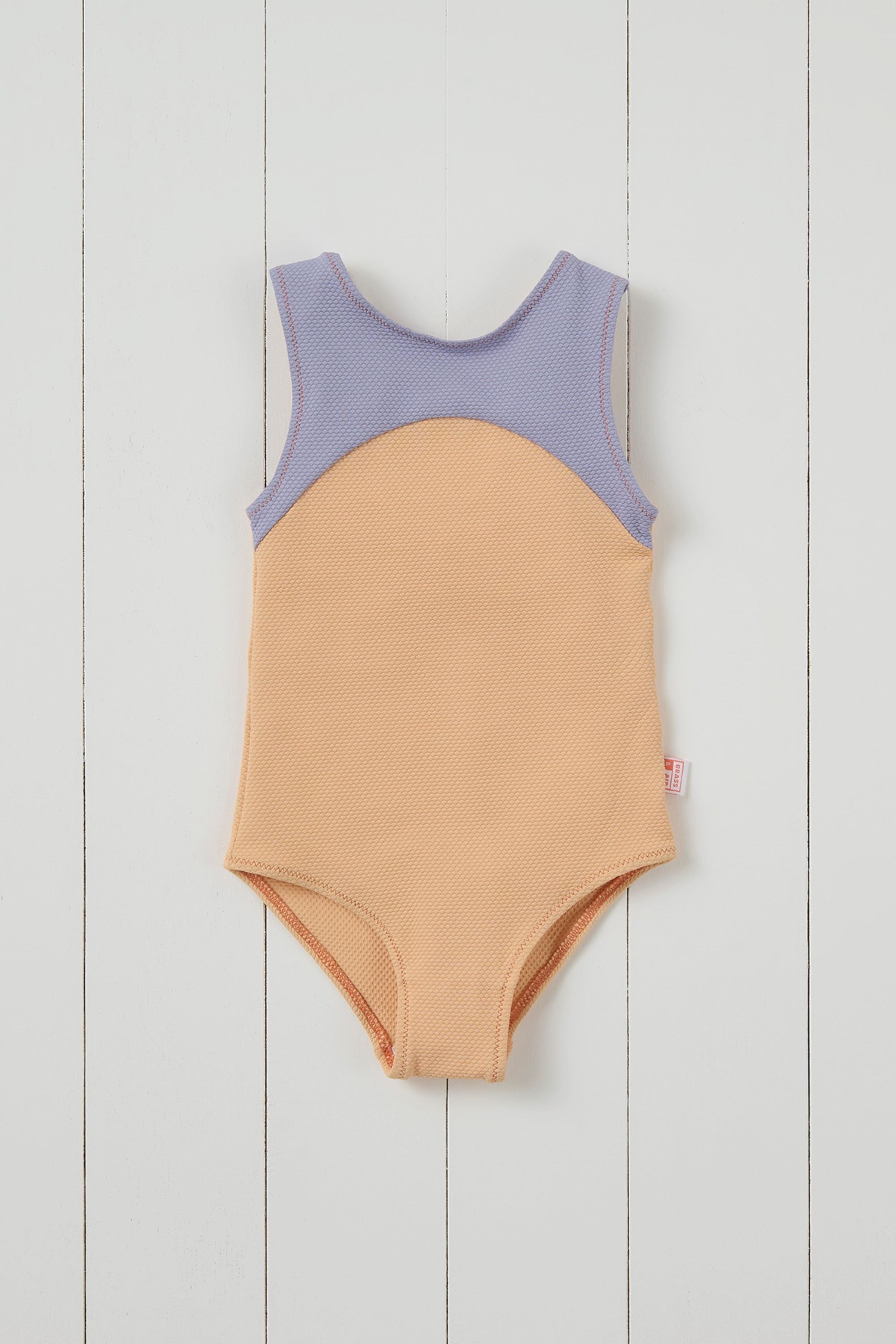 Peach Ribbed Kids Swimsuit