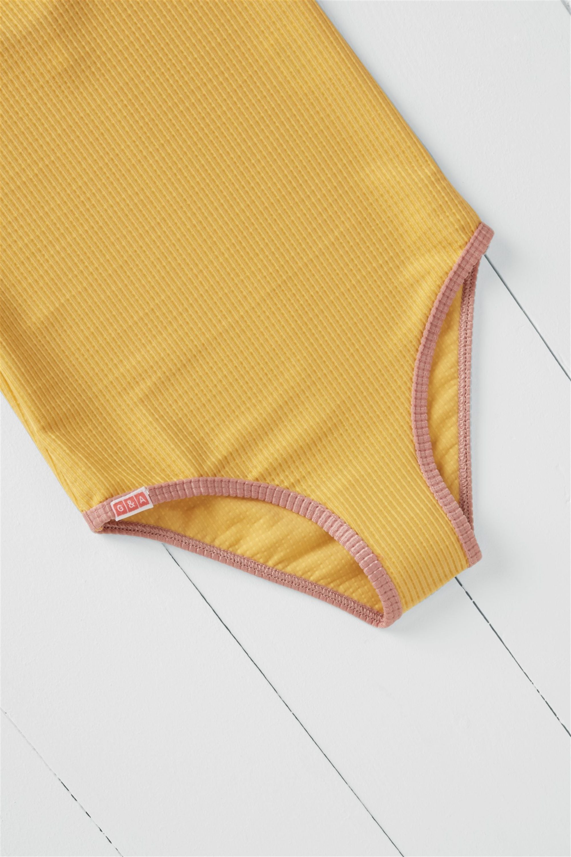 Ochre Ribbed Kids Swimsuit
