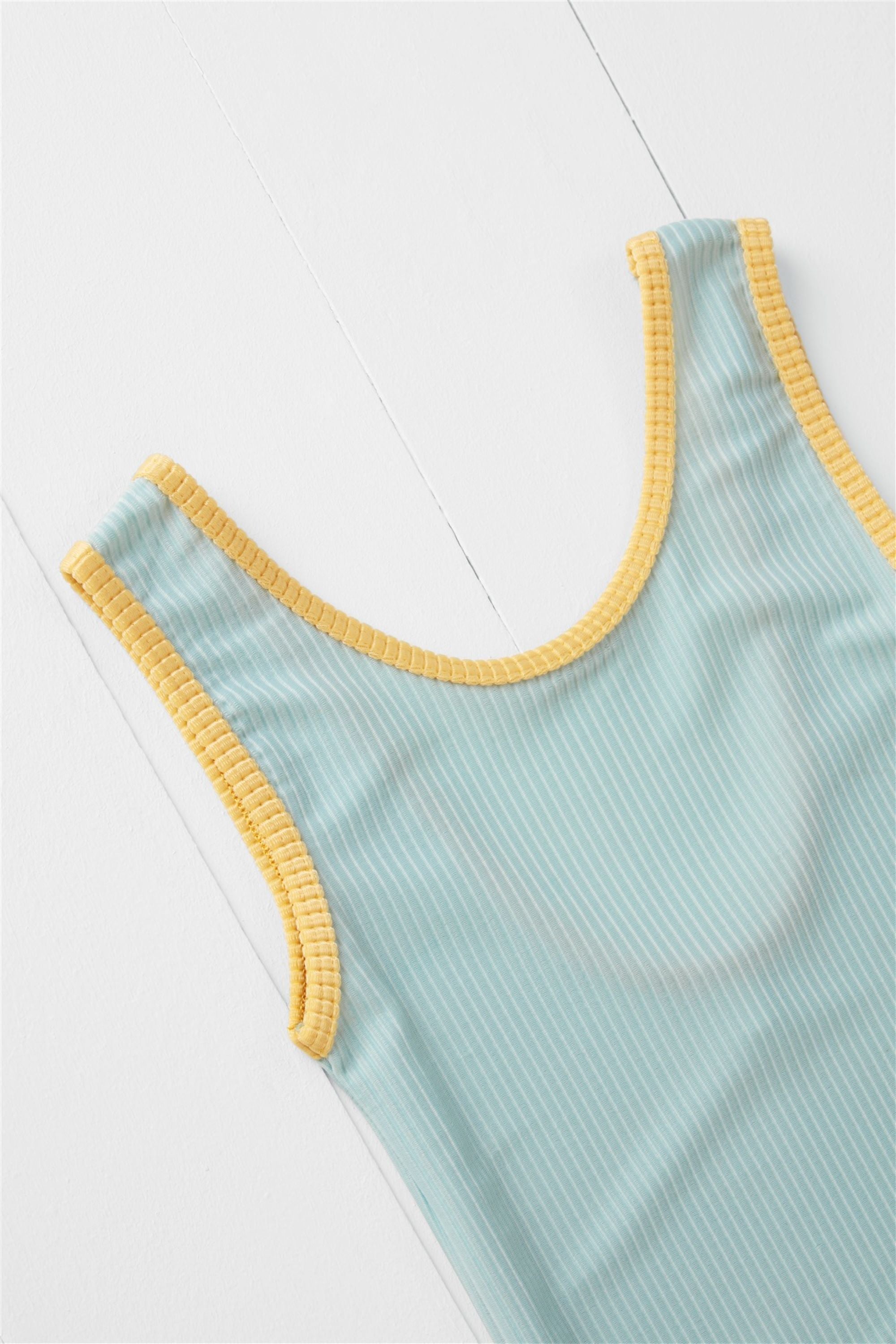 Pistachio Ribbed Kids Swimsuit