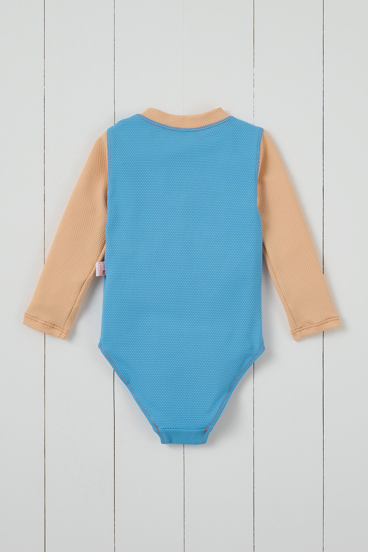 Cornflower Blue Ribbed Kids Long Sleeve Swimsuit