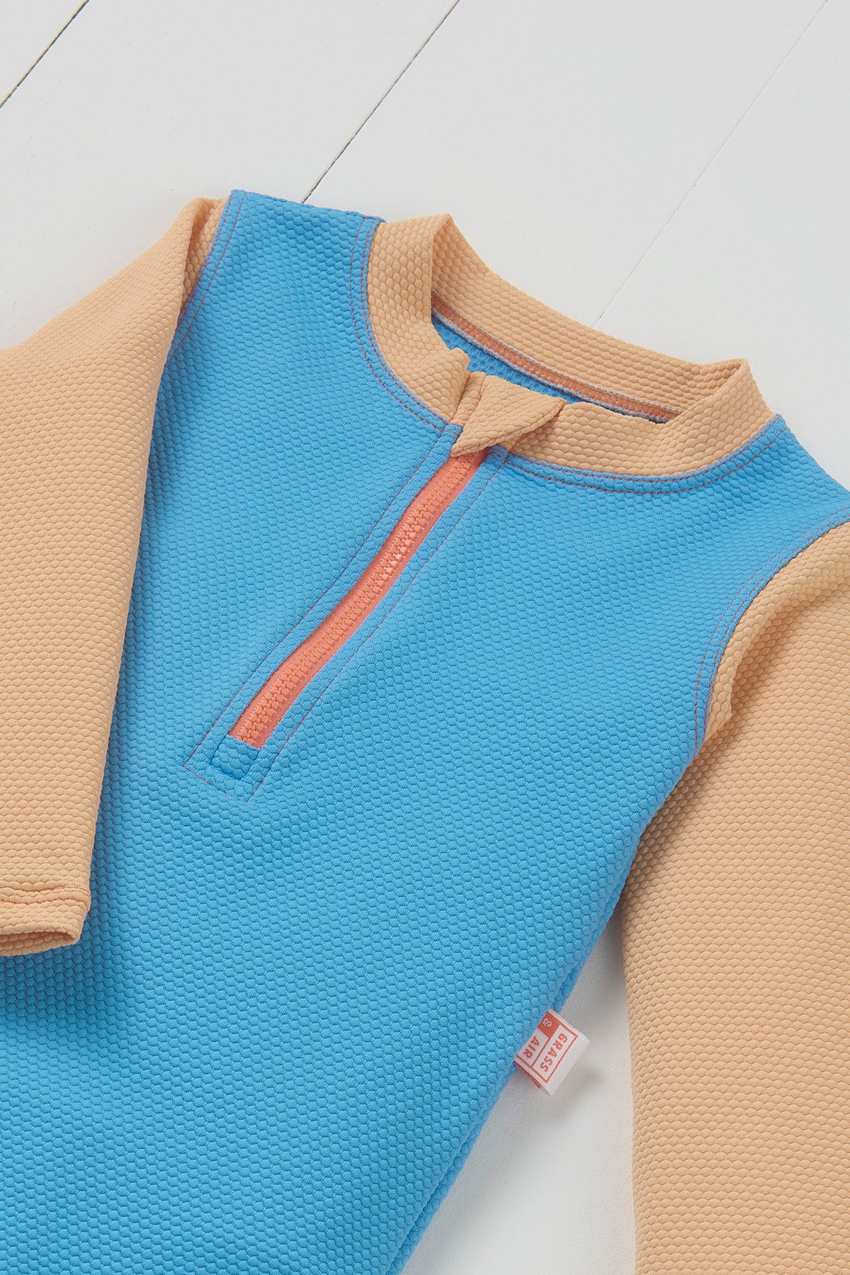 Cornflower Blue Ribbed Kids Long Sleeve Swimsuit