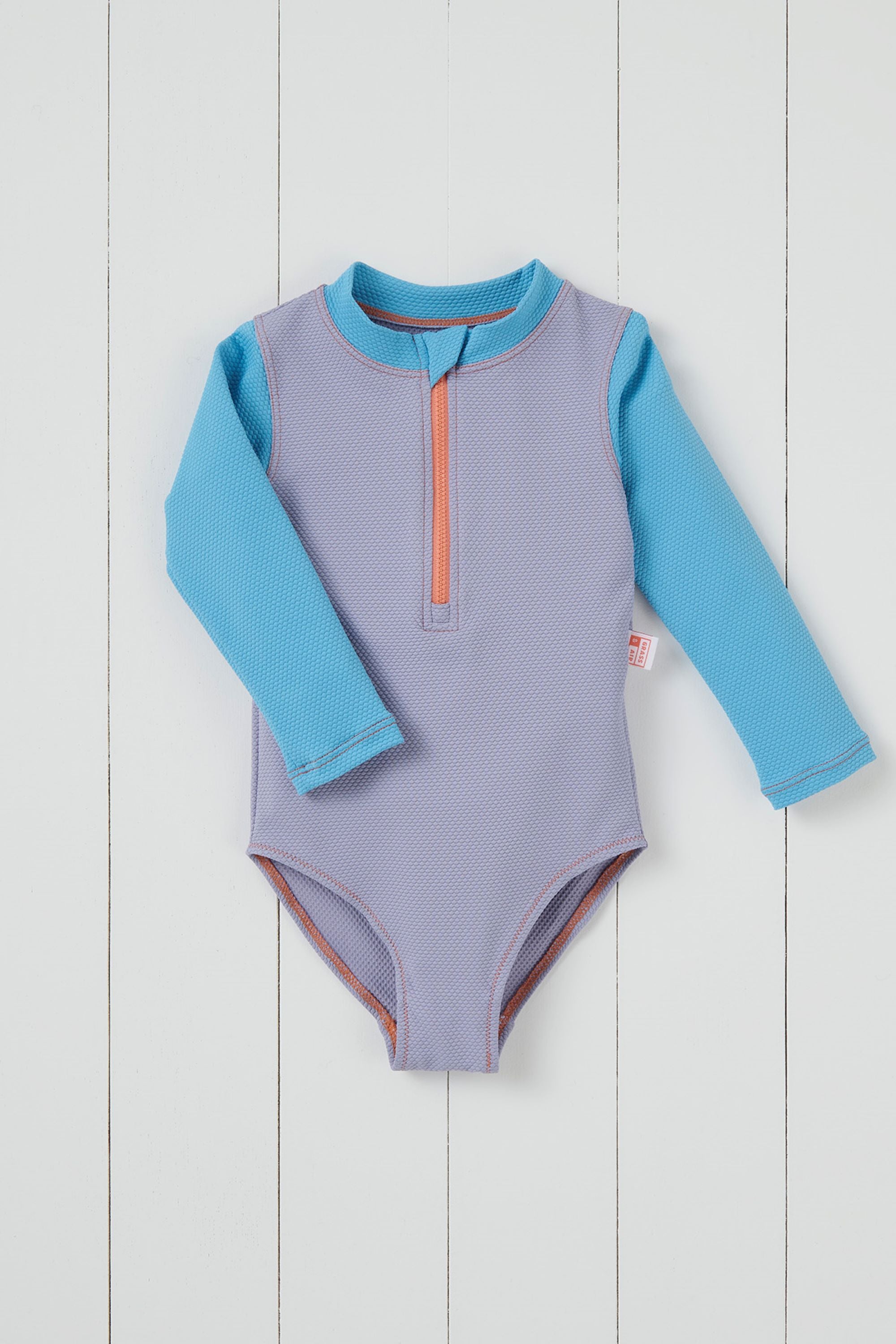 Lavender Ribbed Kids Long Sleeve Swimsuit