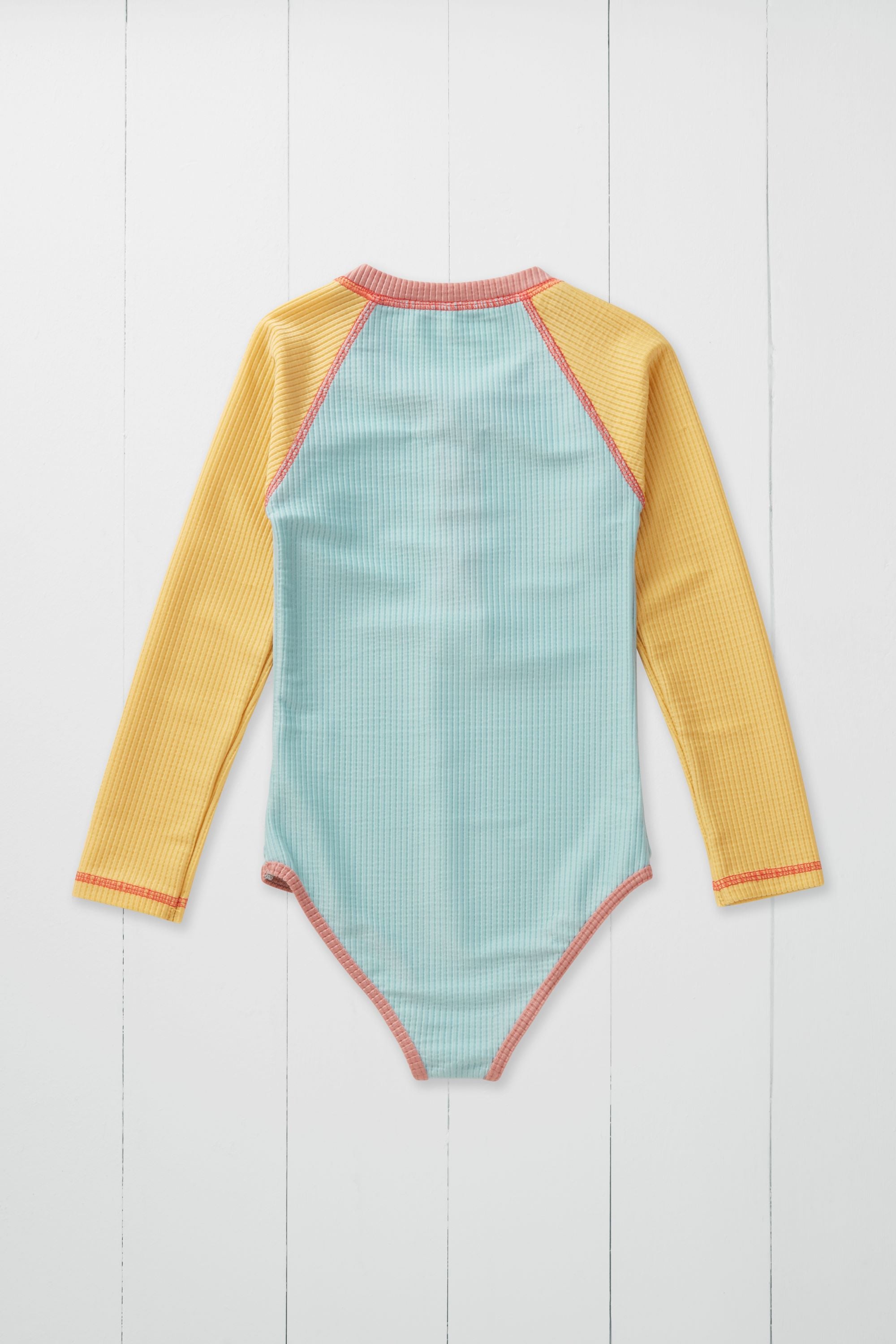 Pistachio Ribbed Kids Long Sleeve Swimsuit