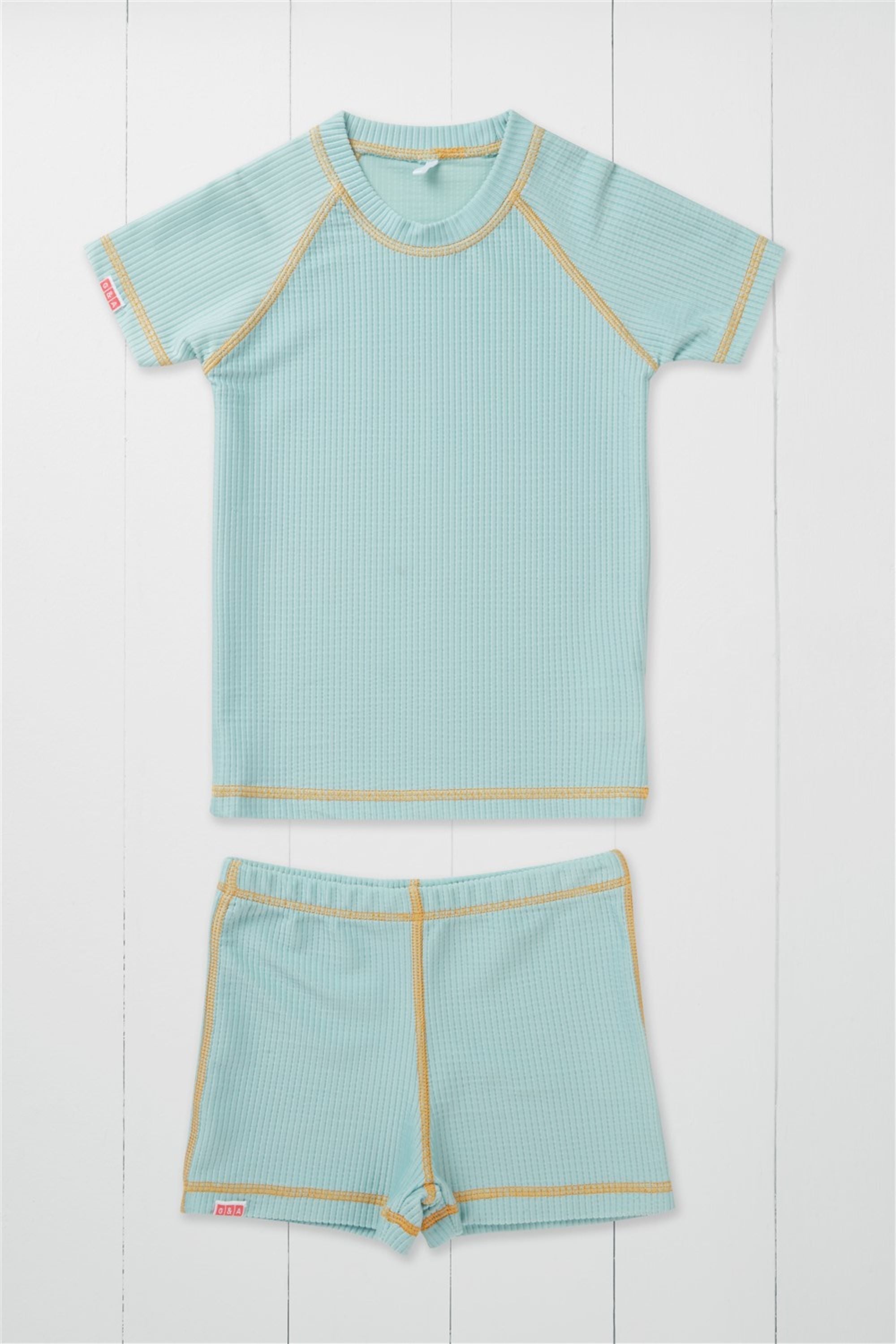 Pistachio Ribbed Kids Shortie Swim Shorts