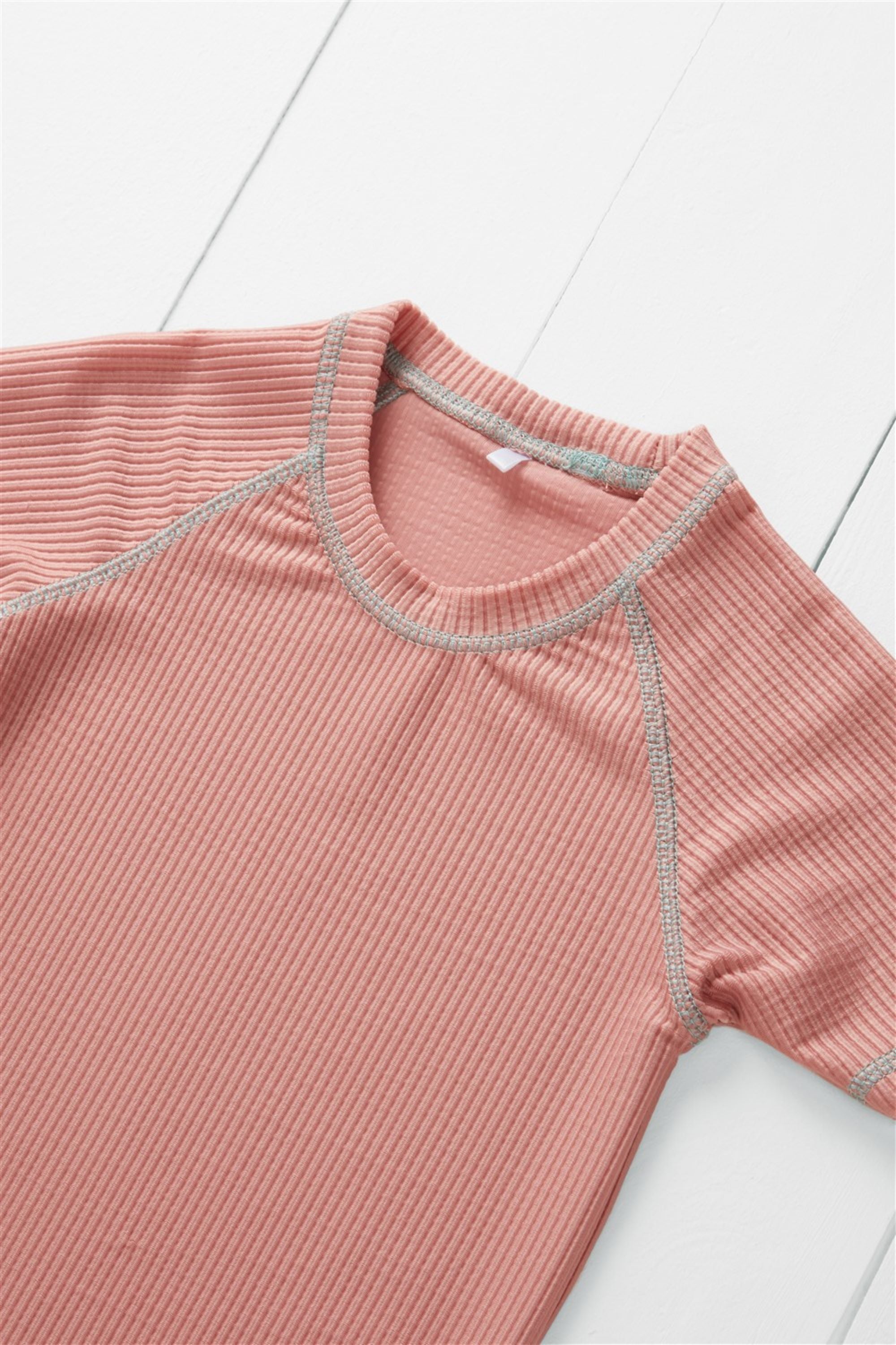Rose Ribbed Kids Rash Vest
