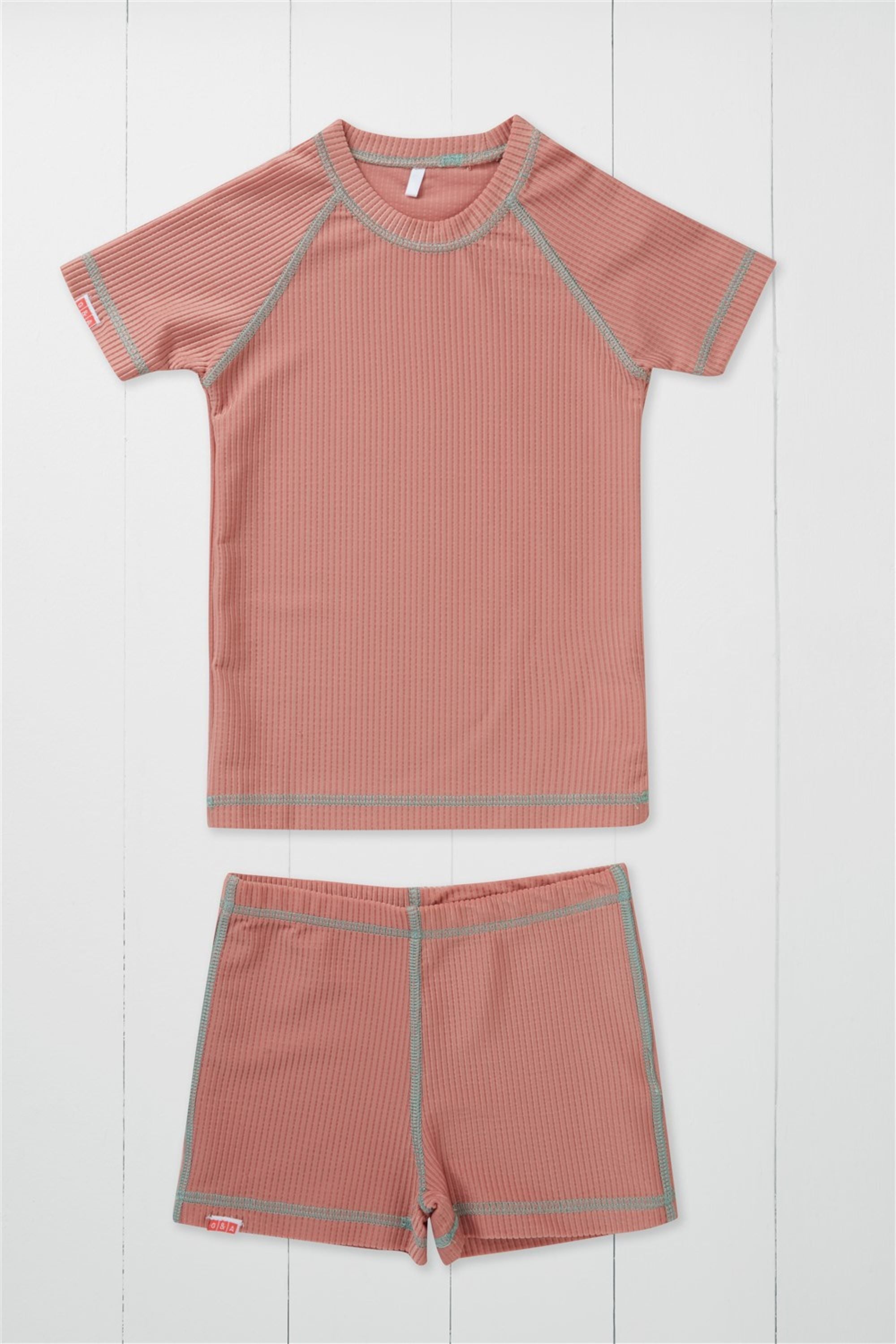 Rose Ribbed Kids Shortie Swim Shorts