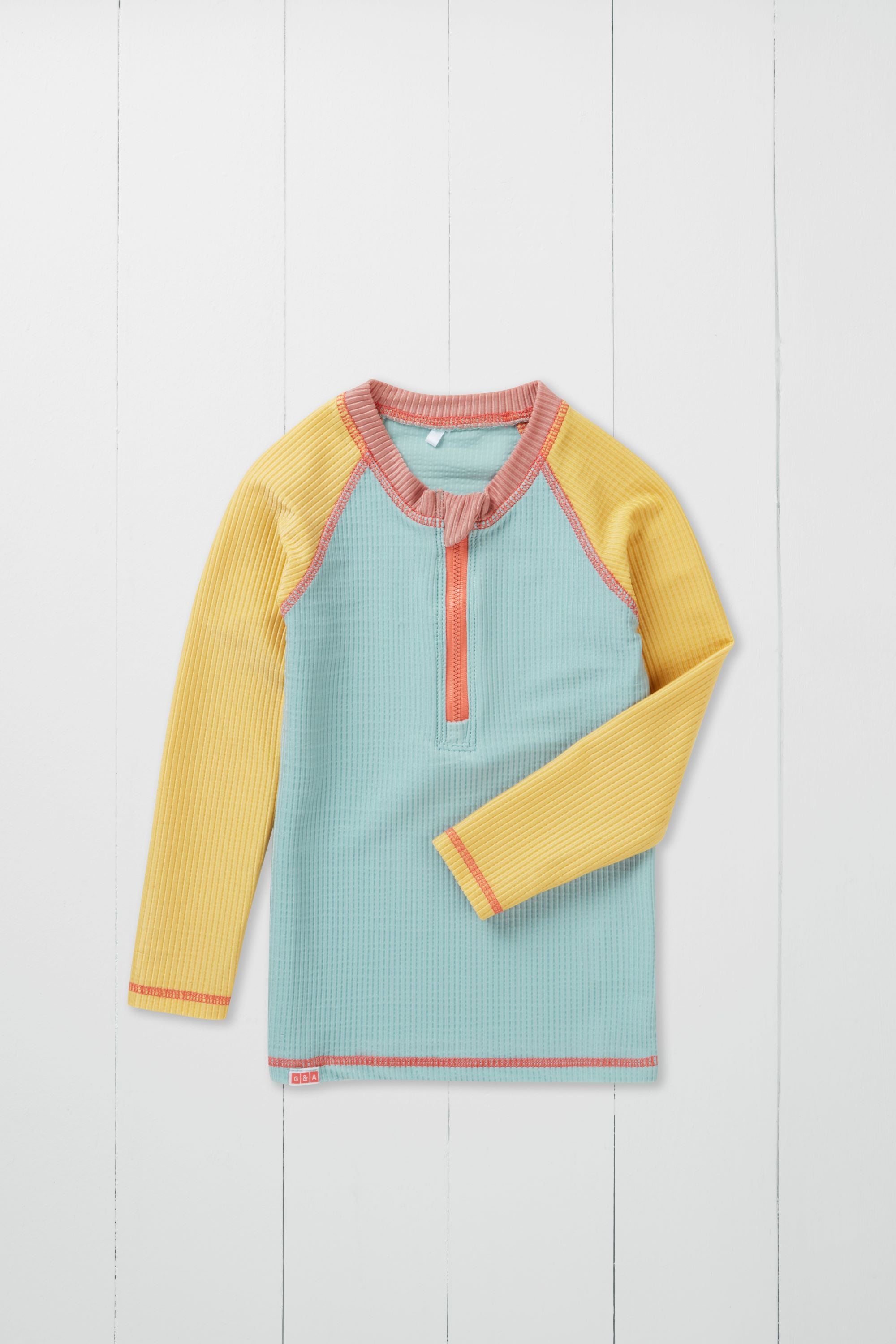 Pistachio Ribbed Kids Long Sleeve Rash Vest