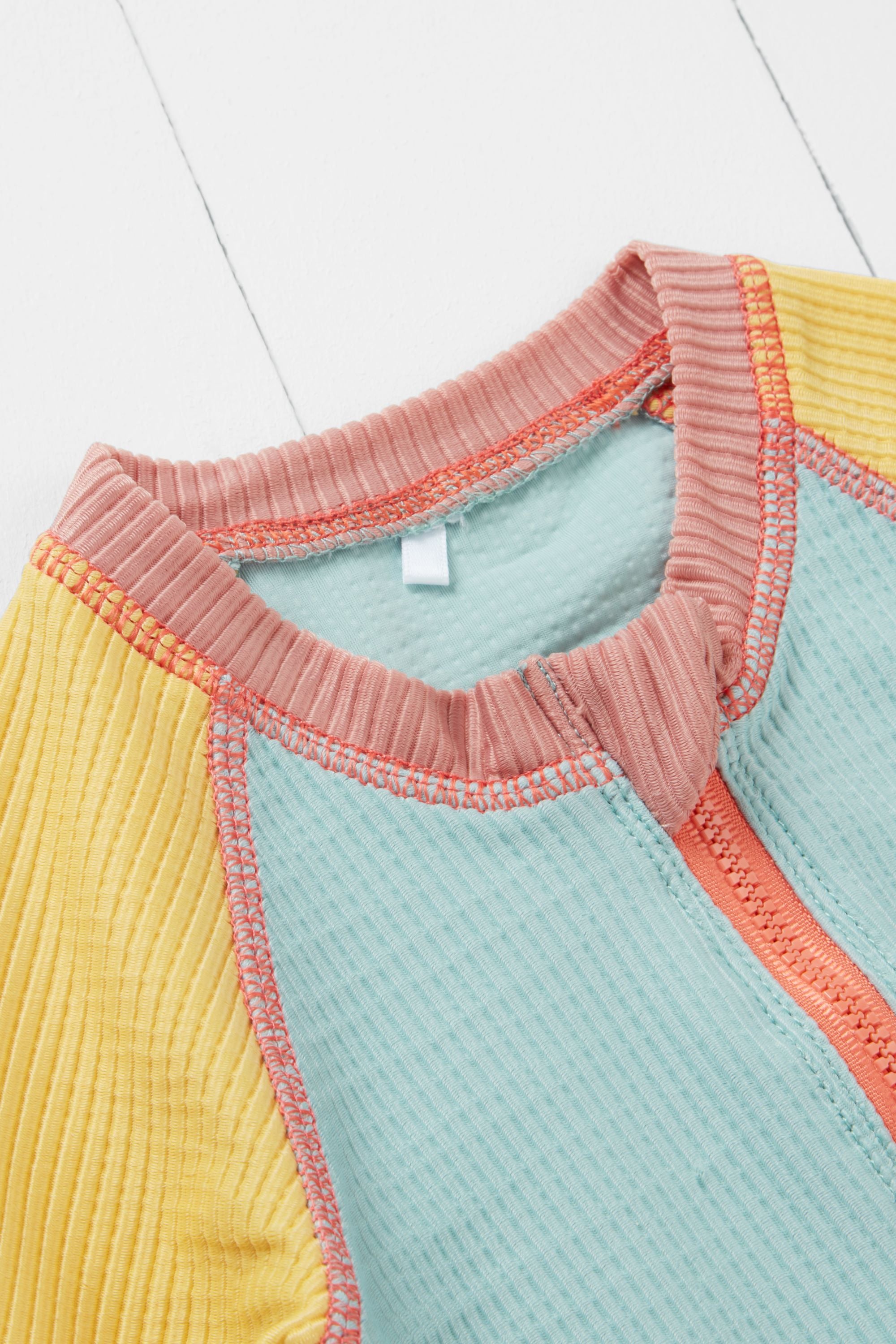 Pistachio Ribbed Kids Long Sleeve Rash Vest