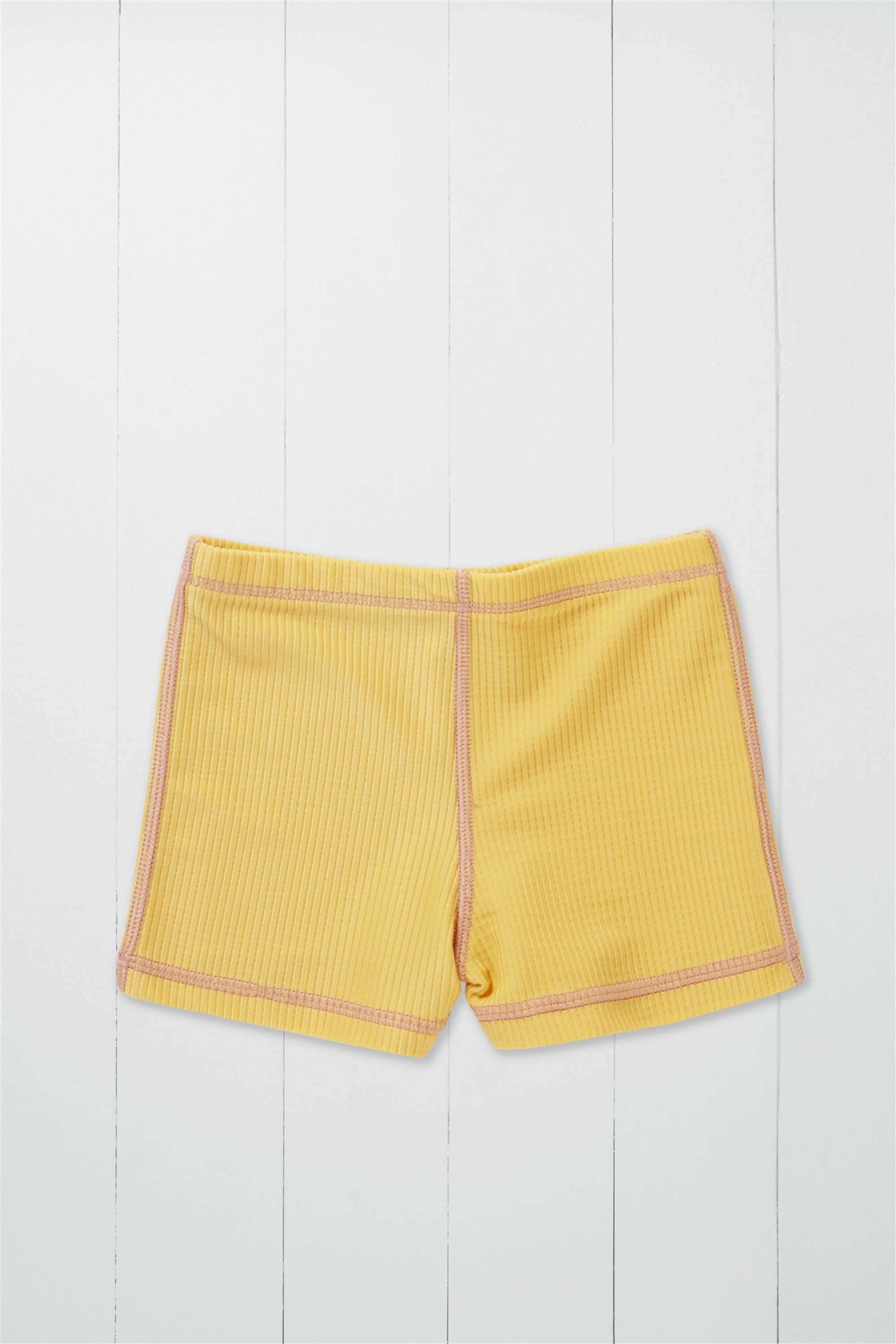 Ochre Ribbed Kids Shortie Swim Shorts
