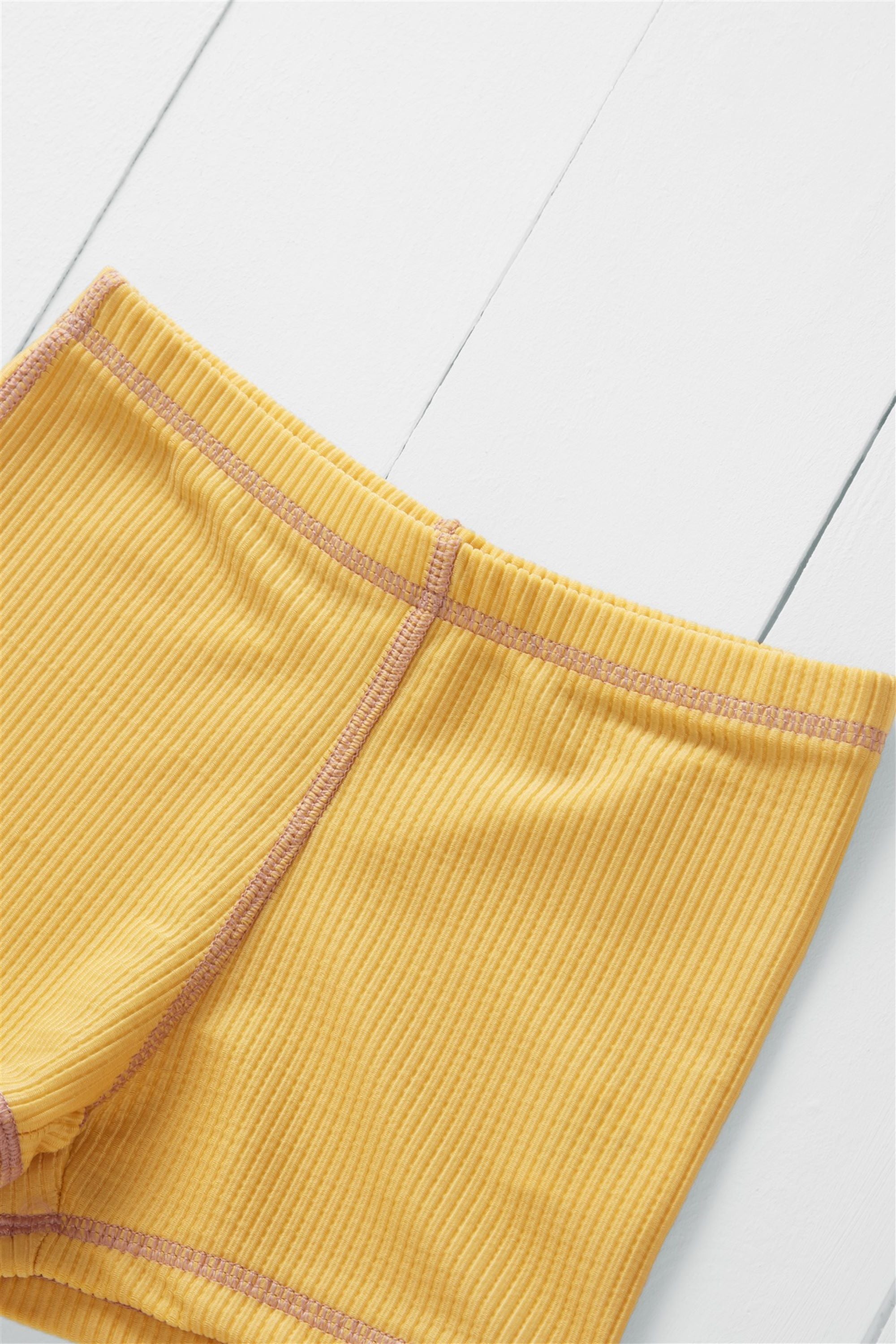 Ochre Ribbed Kids Shortie Swim Shorts