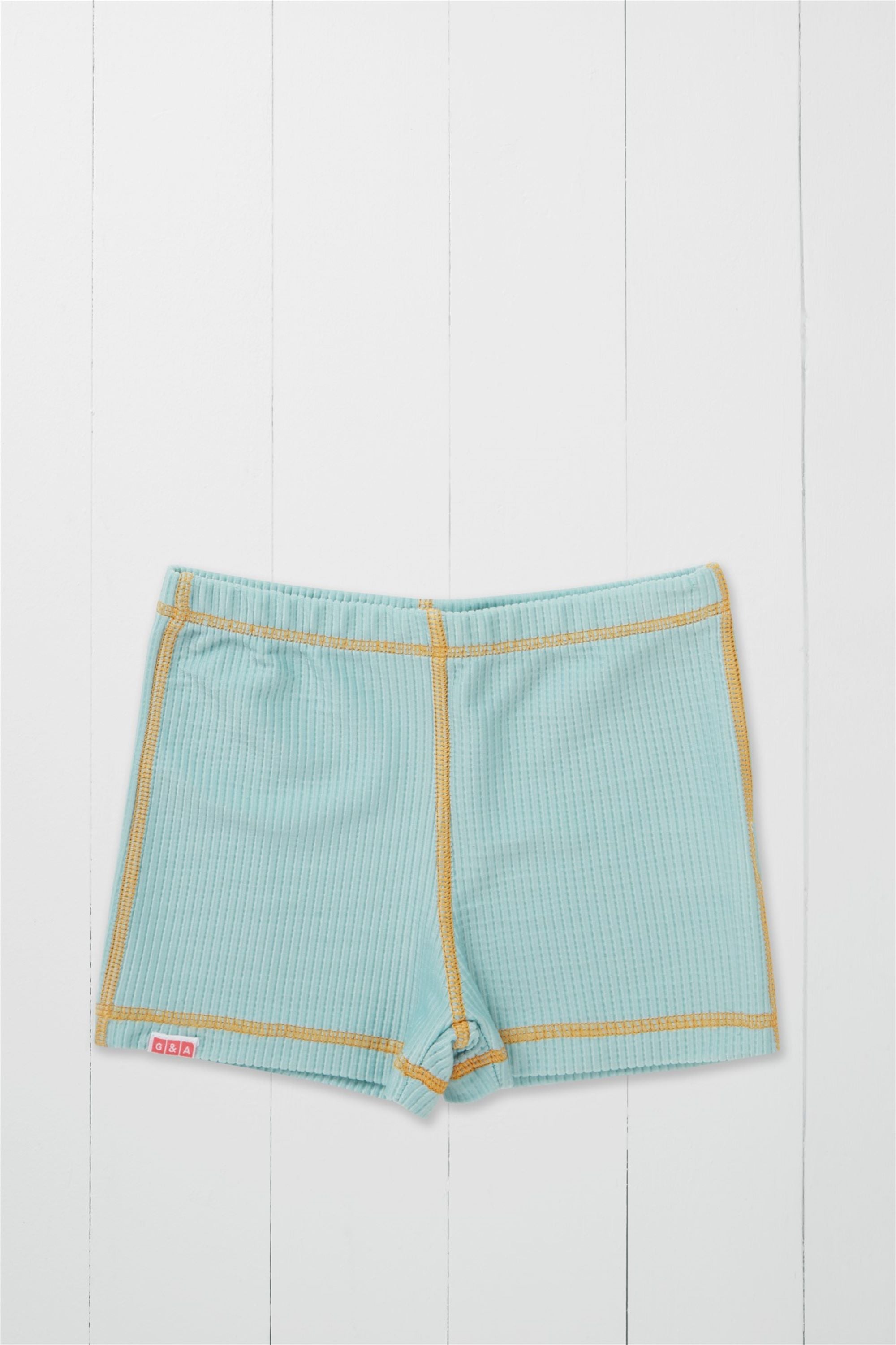 Pistachio Ribbed Kids Shortie Swim Shorts
