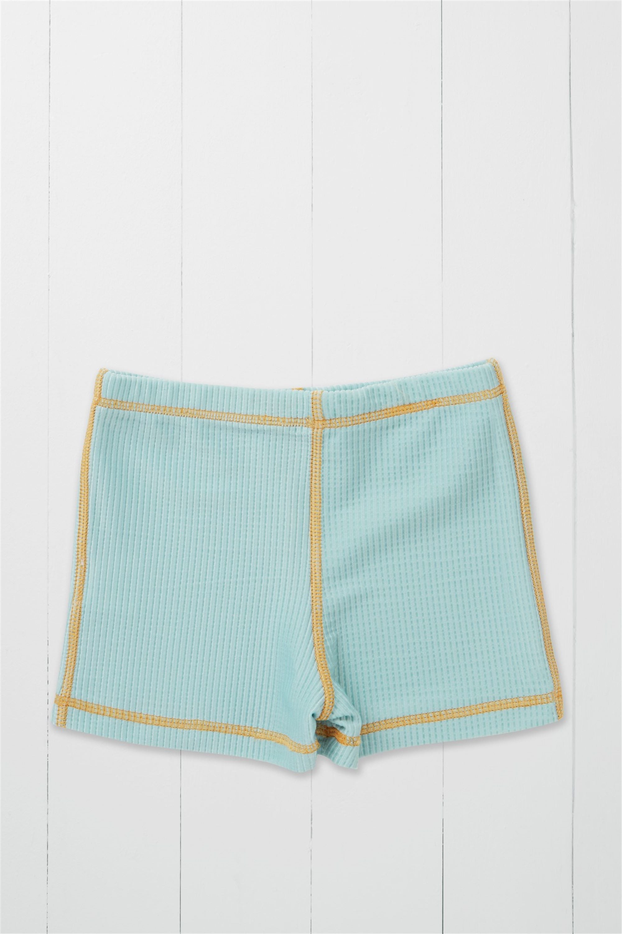 Pistachio Ribbed Kids Shortie Swim Shorts