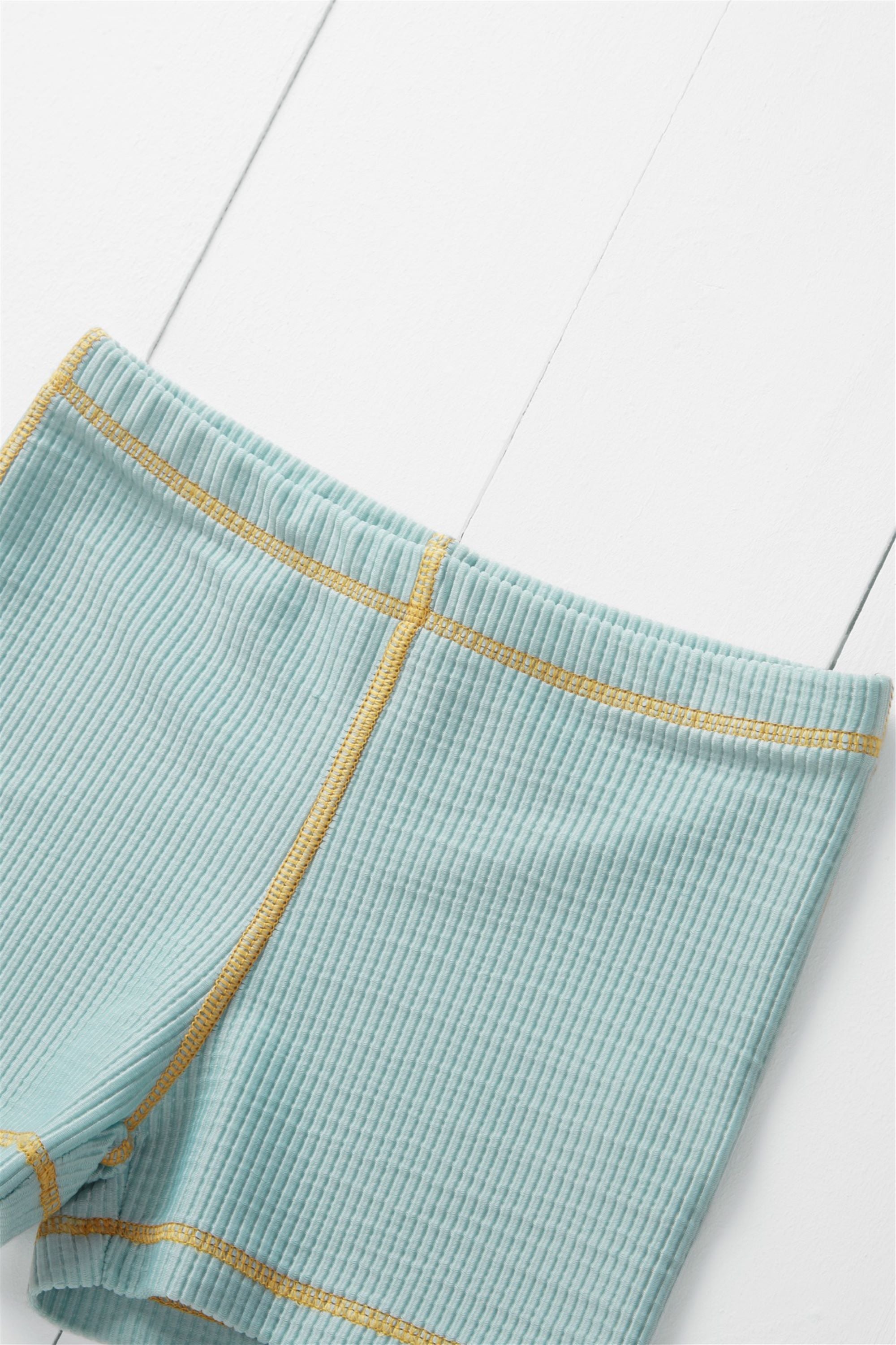 Pistachio Ribbed Kids Shortie Swim Shorts