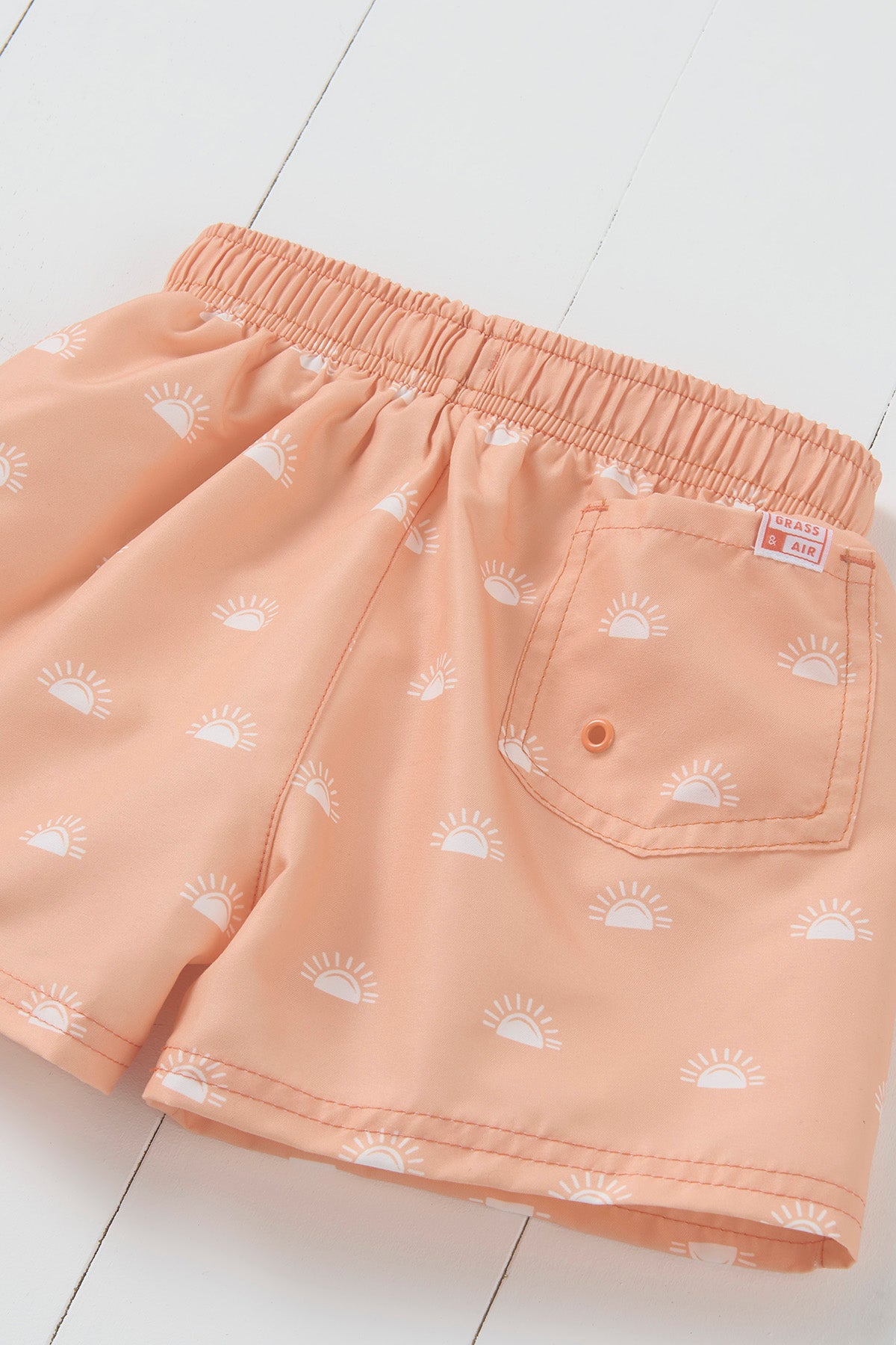 Peach Woven Printed Swim Shorts