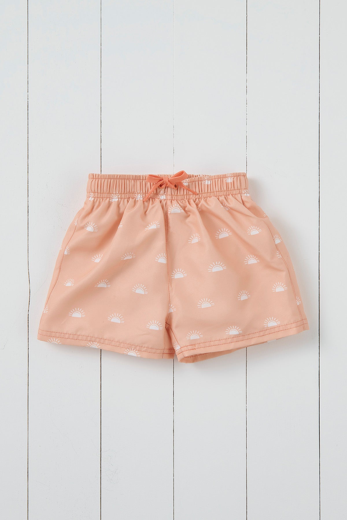 Peach Woven Printed Swim Shorts