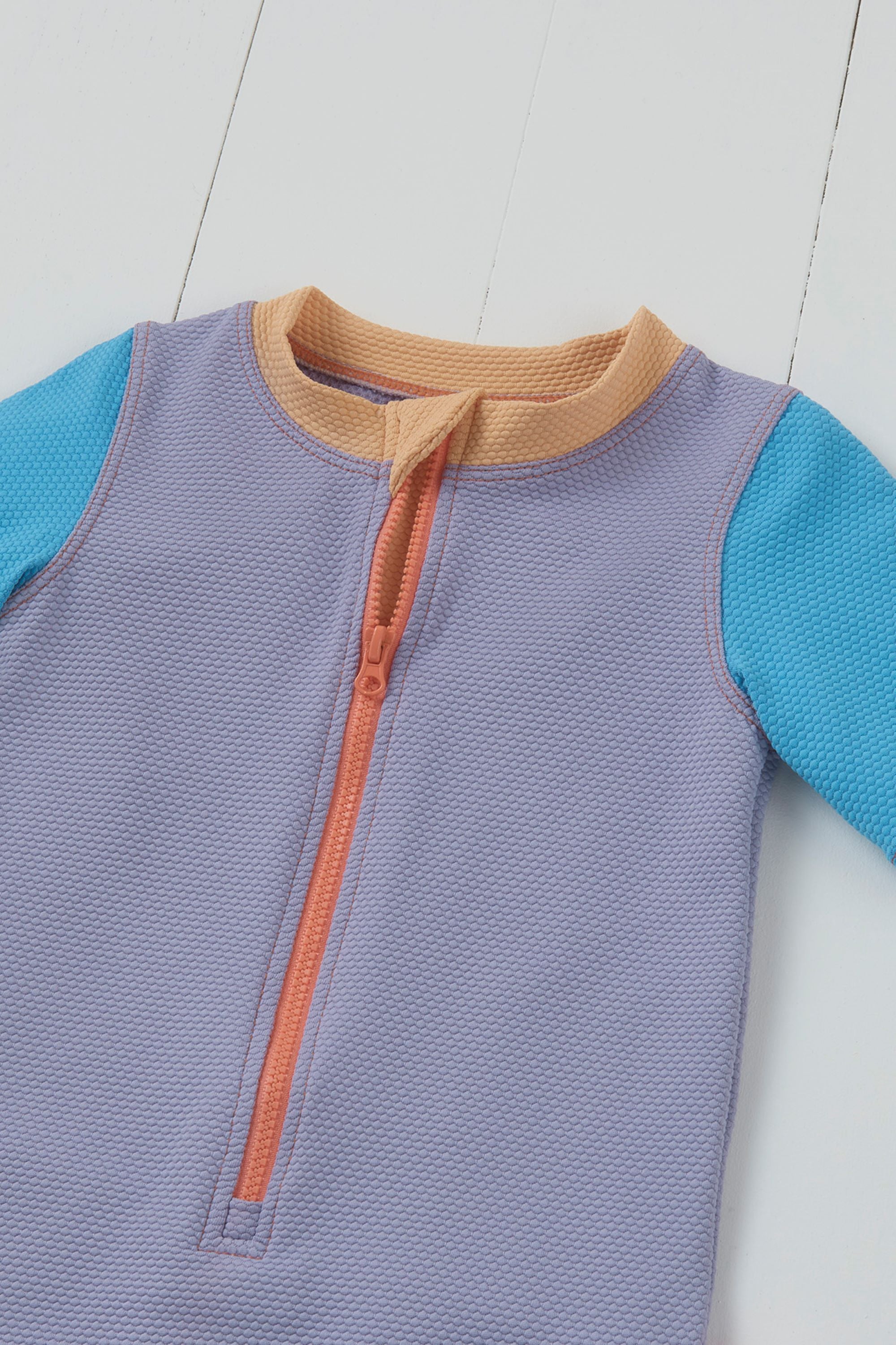 Lavender Ribbed Kids Shortie Swimsuit