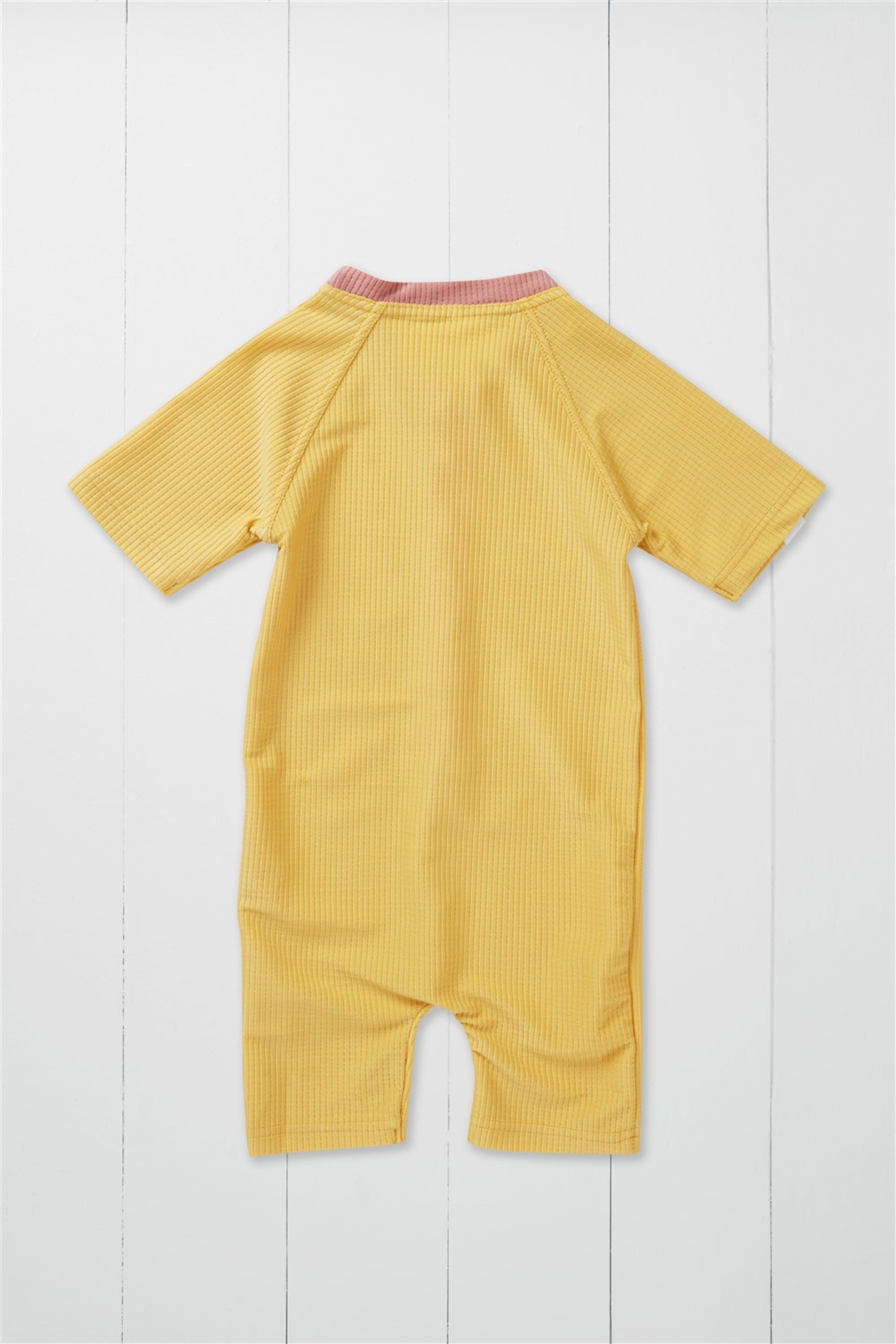 Ochre Ribbed Kids Shortie Swimsuit