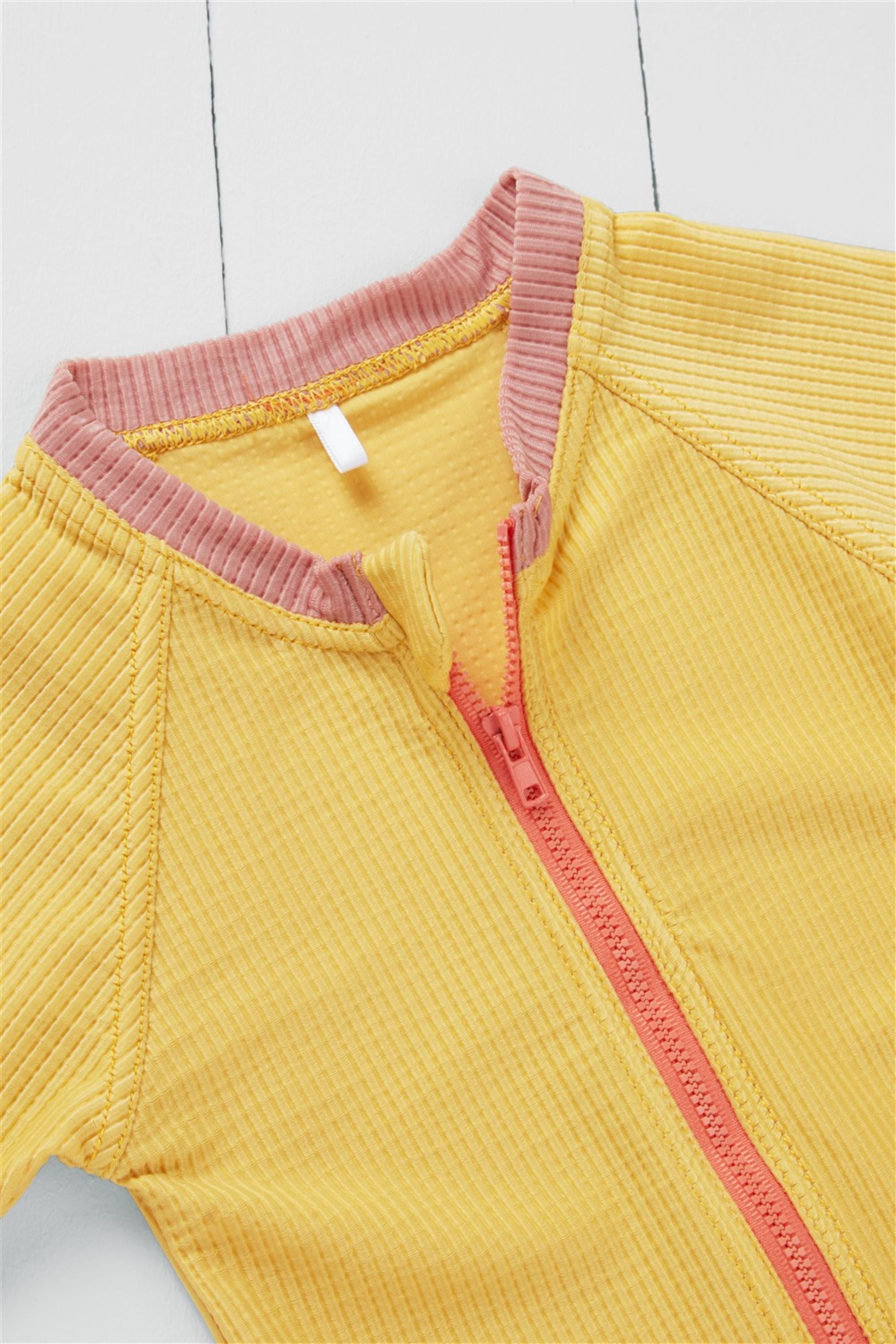 Ochre Ribbed Kids Shortie Swimsuit