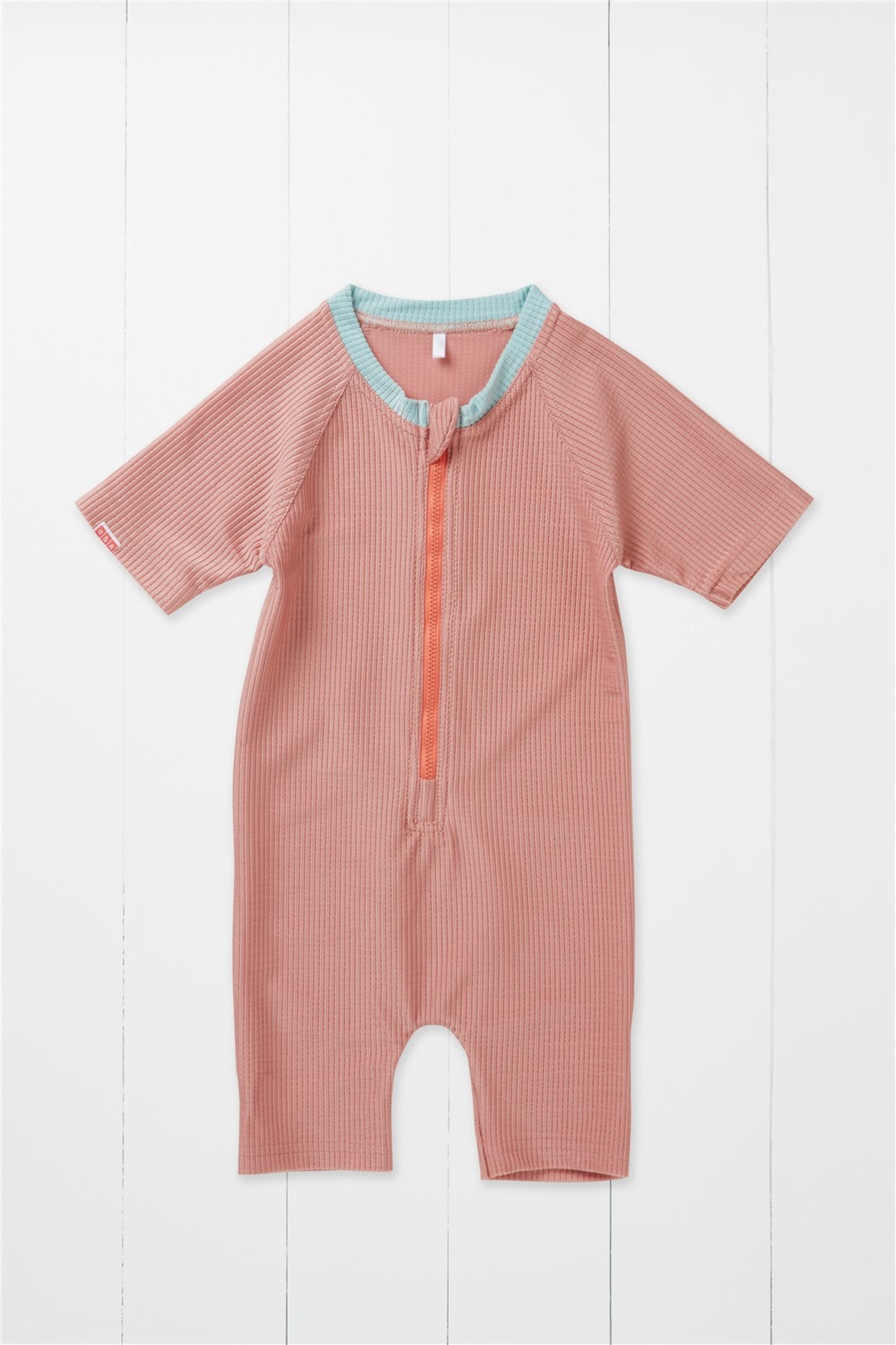 Rose Ribbed Kids Shortie Swimsuit