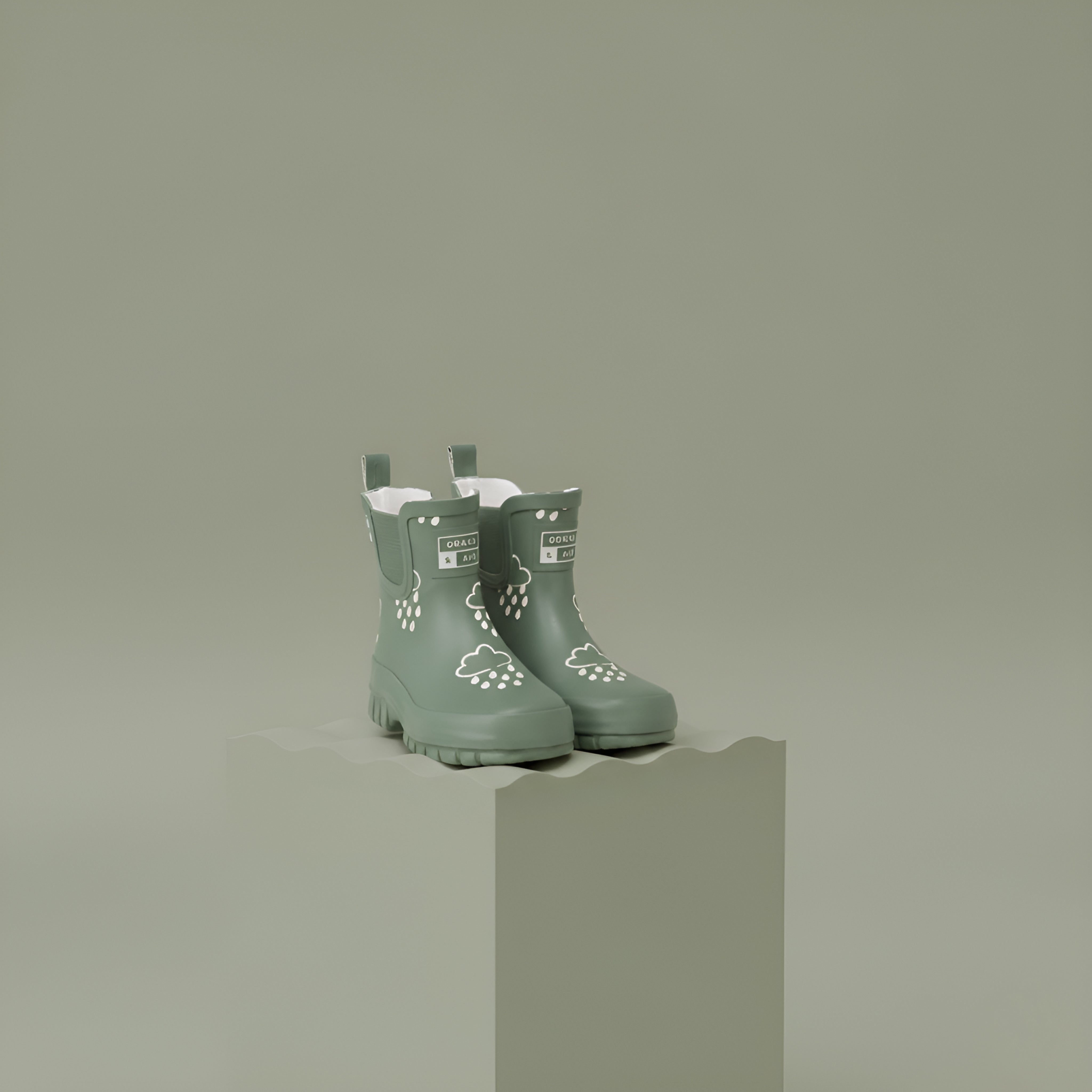 Khaki Colour-Changing Chunky Sole Shortie Welly