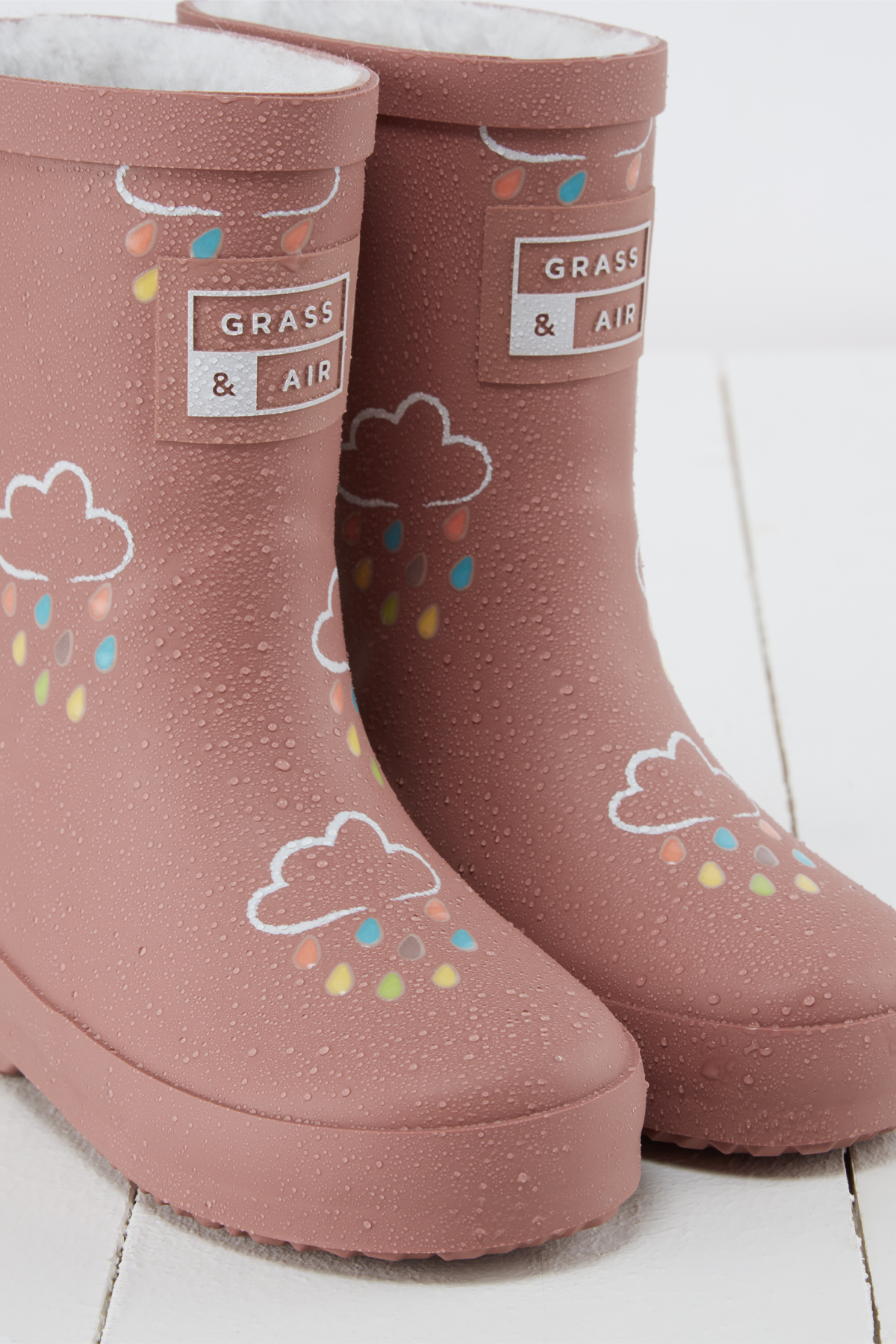Rose Colour-Changing Kids Wellies with Teddy Fleece Lining