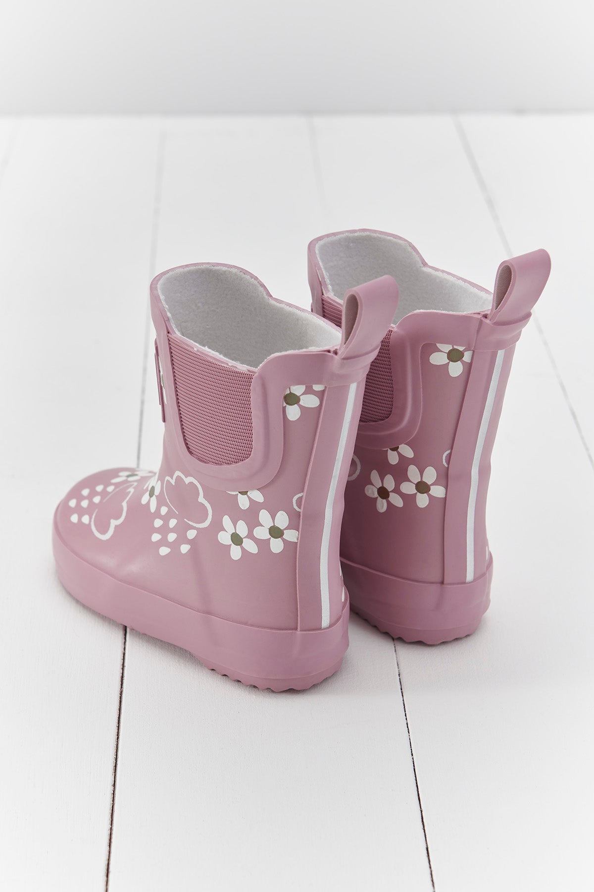 Pink Bloom Floral Short Colour-Changing Kids Wellies
