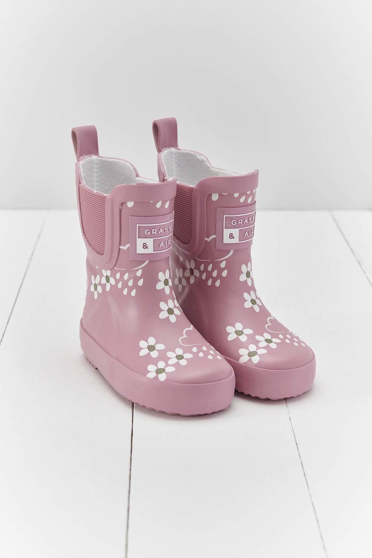 Pink Bloom Floral Short Colour-Changing Kids Wellies