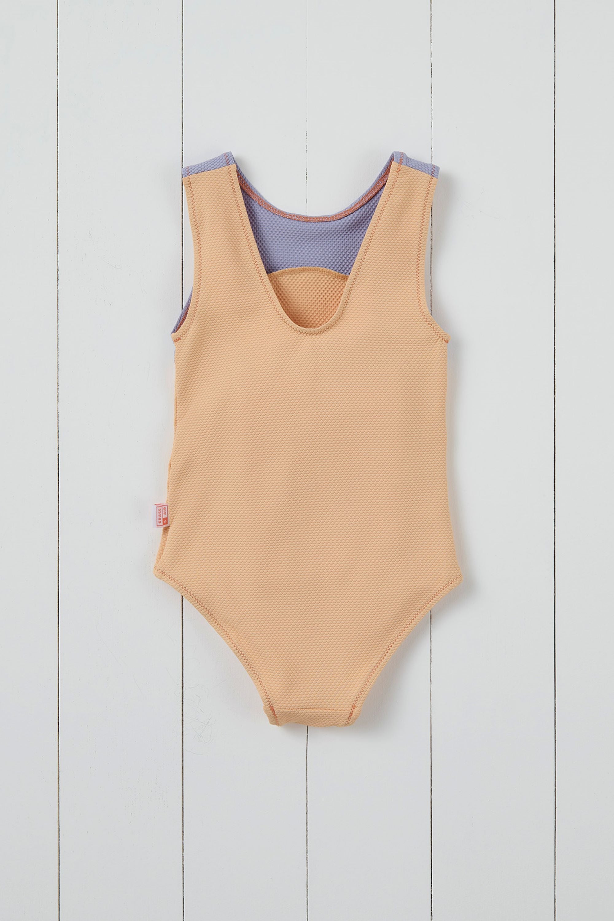 Peach Ribbed Kids Swimsuit