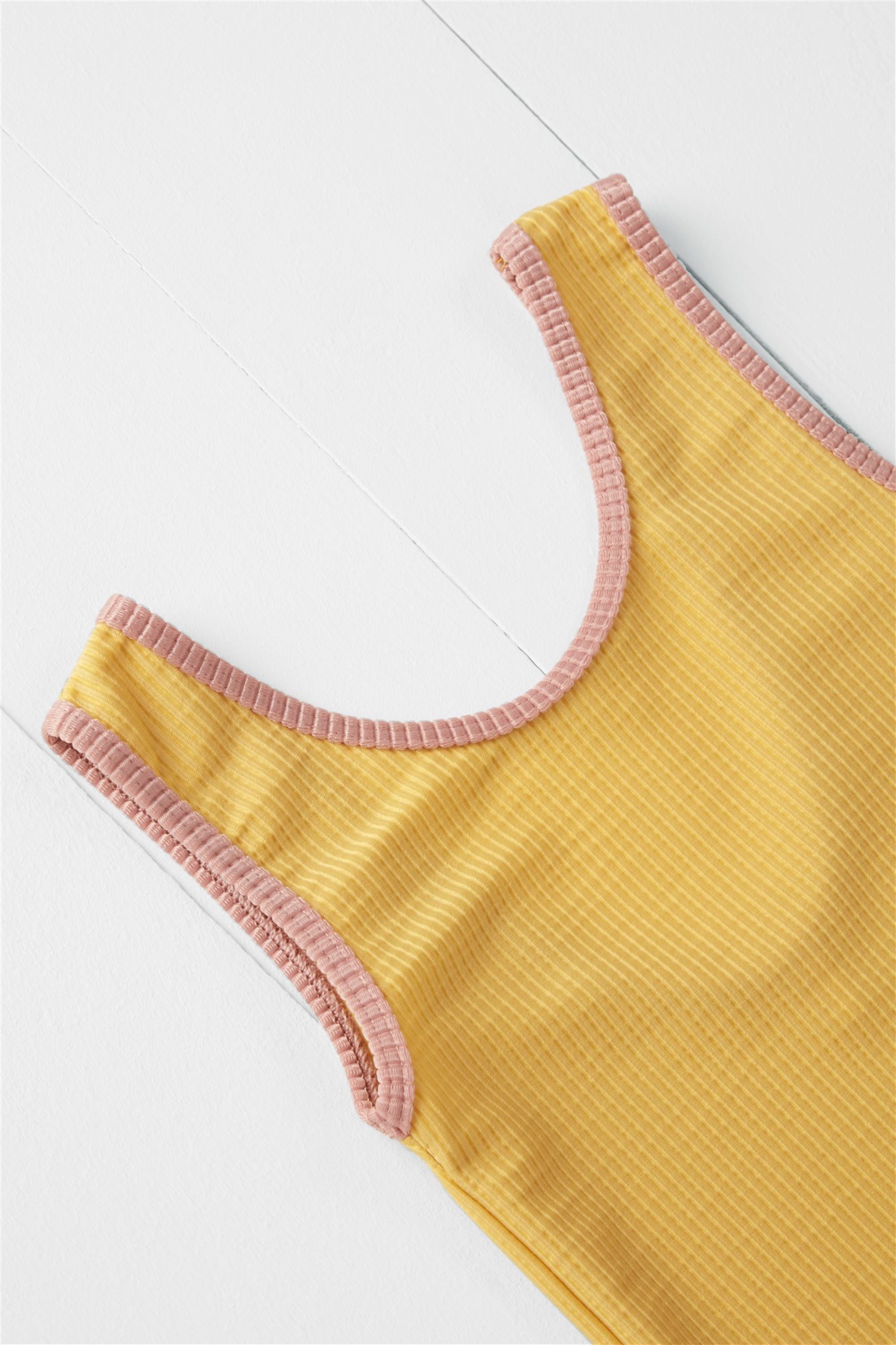 Ochre Ribbed Kids Swimsuit