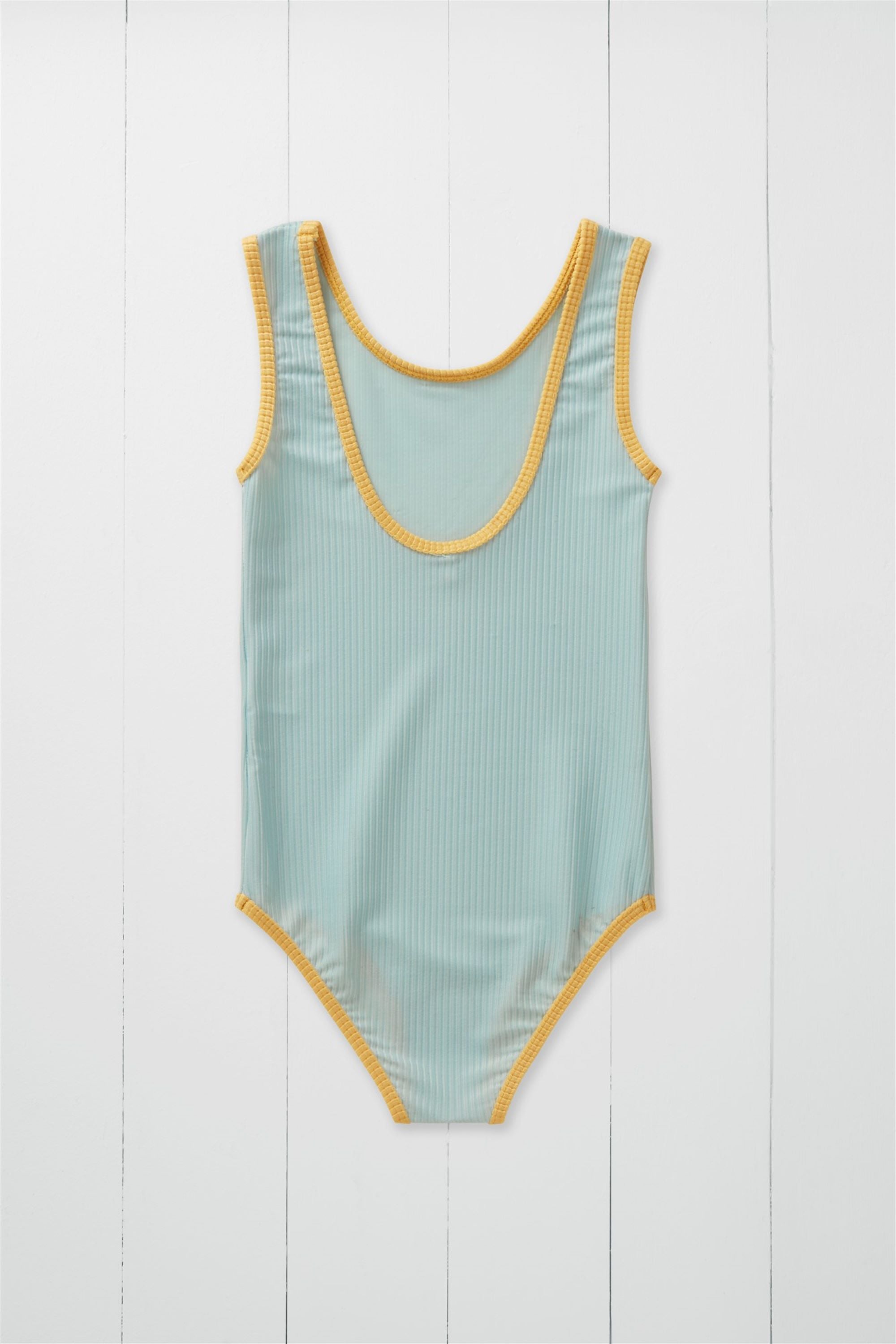 Pistachio Ribbed Kids Swimsuit