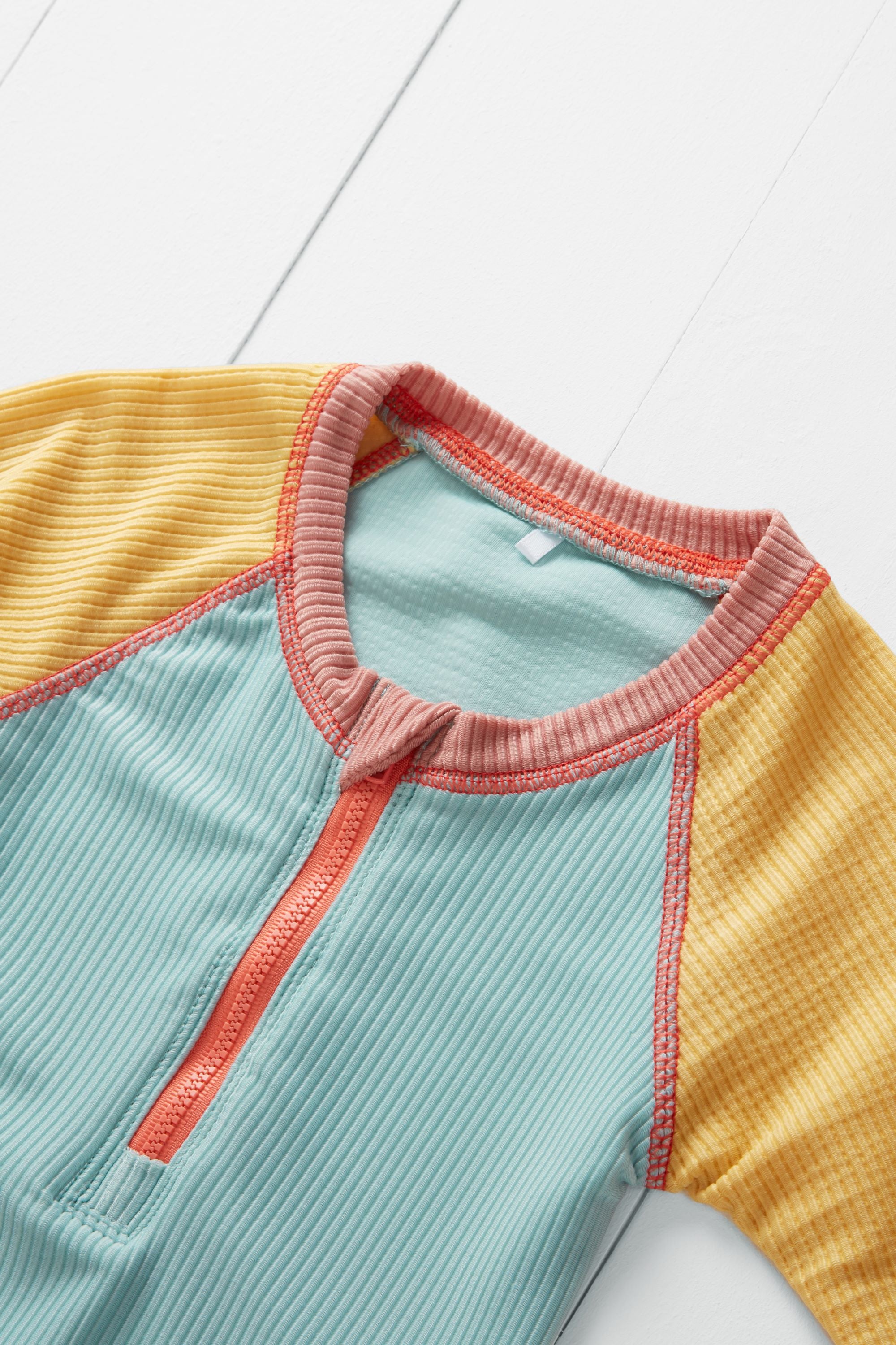 Pistachio Ribbed Kids Long Sleeve Swimsuit