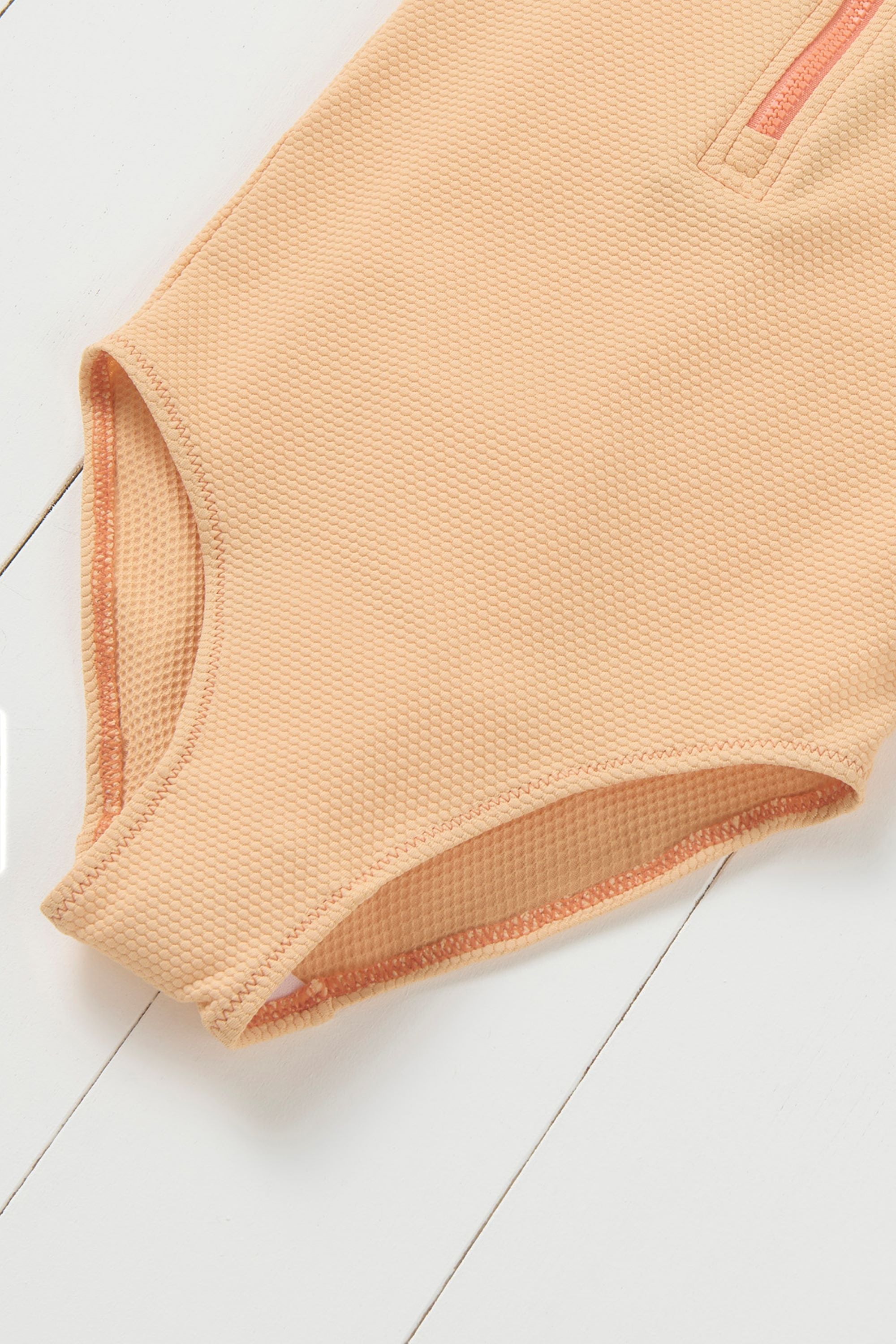 Peach Ribbed Kids Long Sleeve Swimsuit