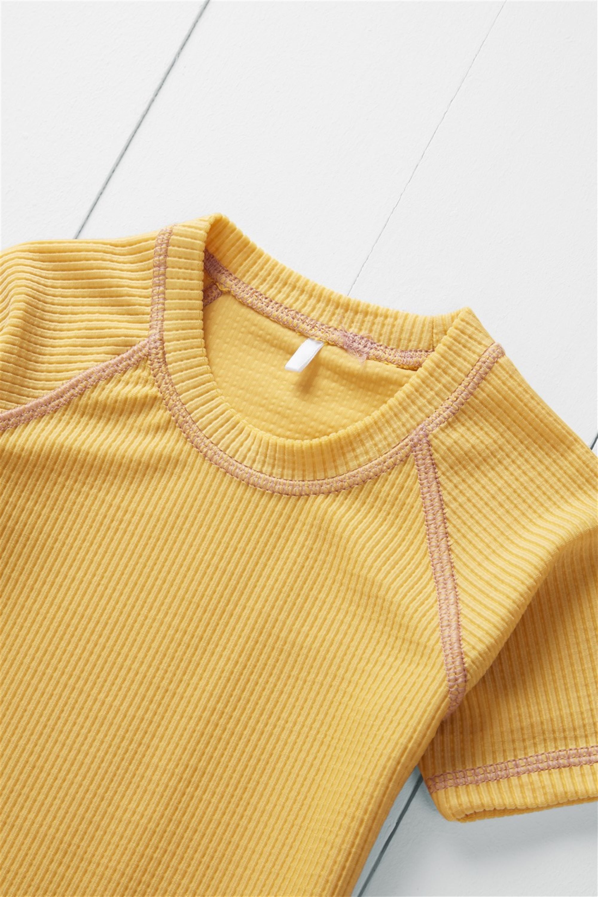 Ochre Ribbed Kids Rash Vest