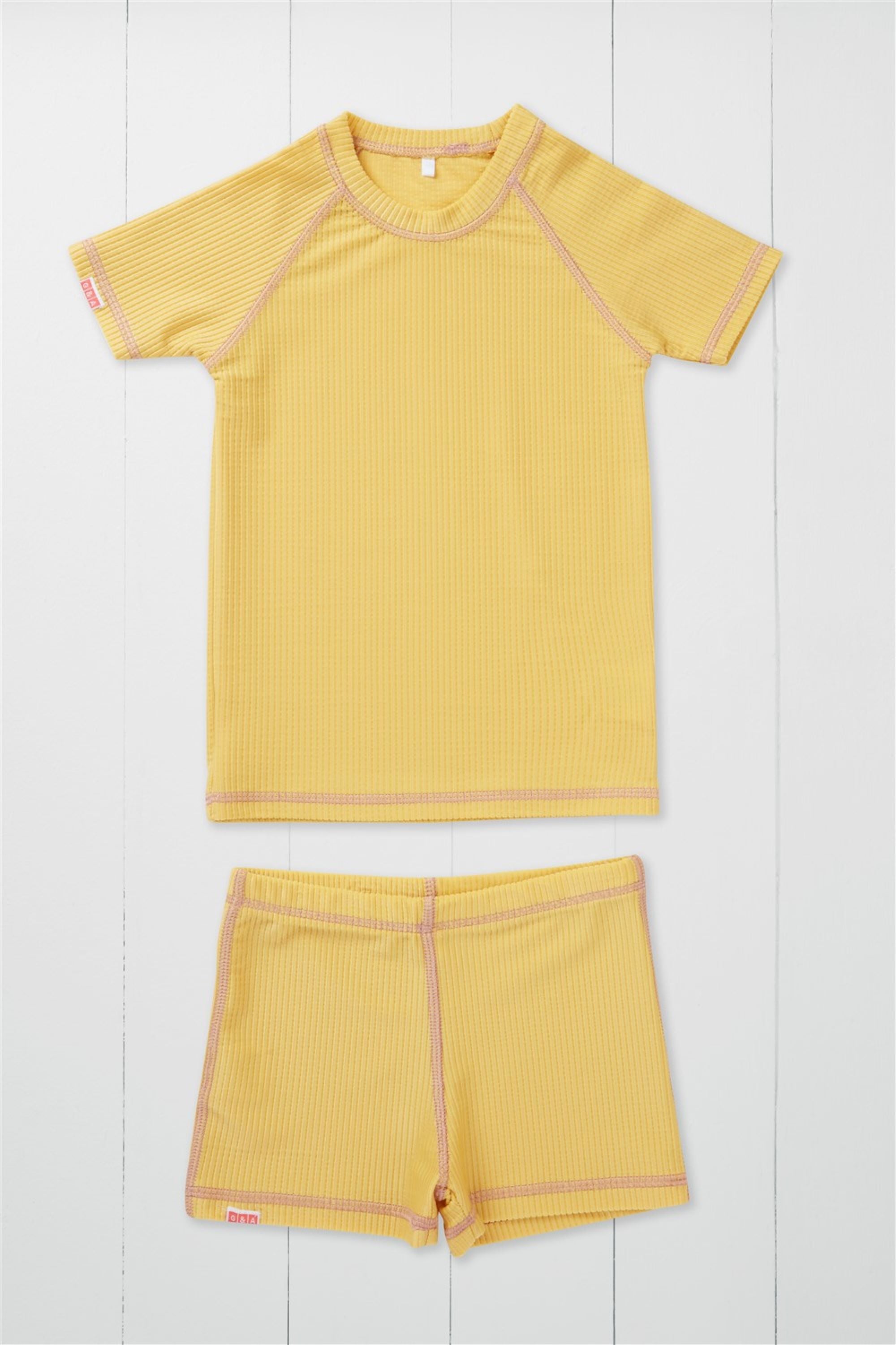 Ochre Ribbed Kids Rash Vest