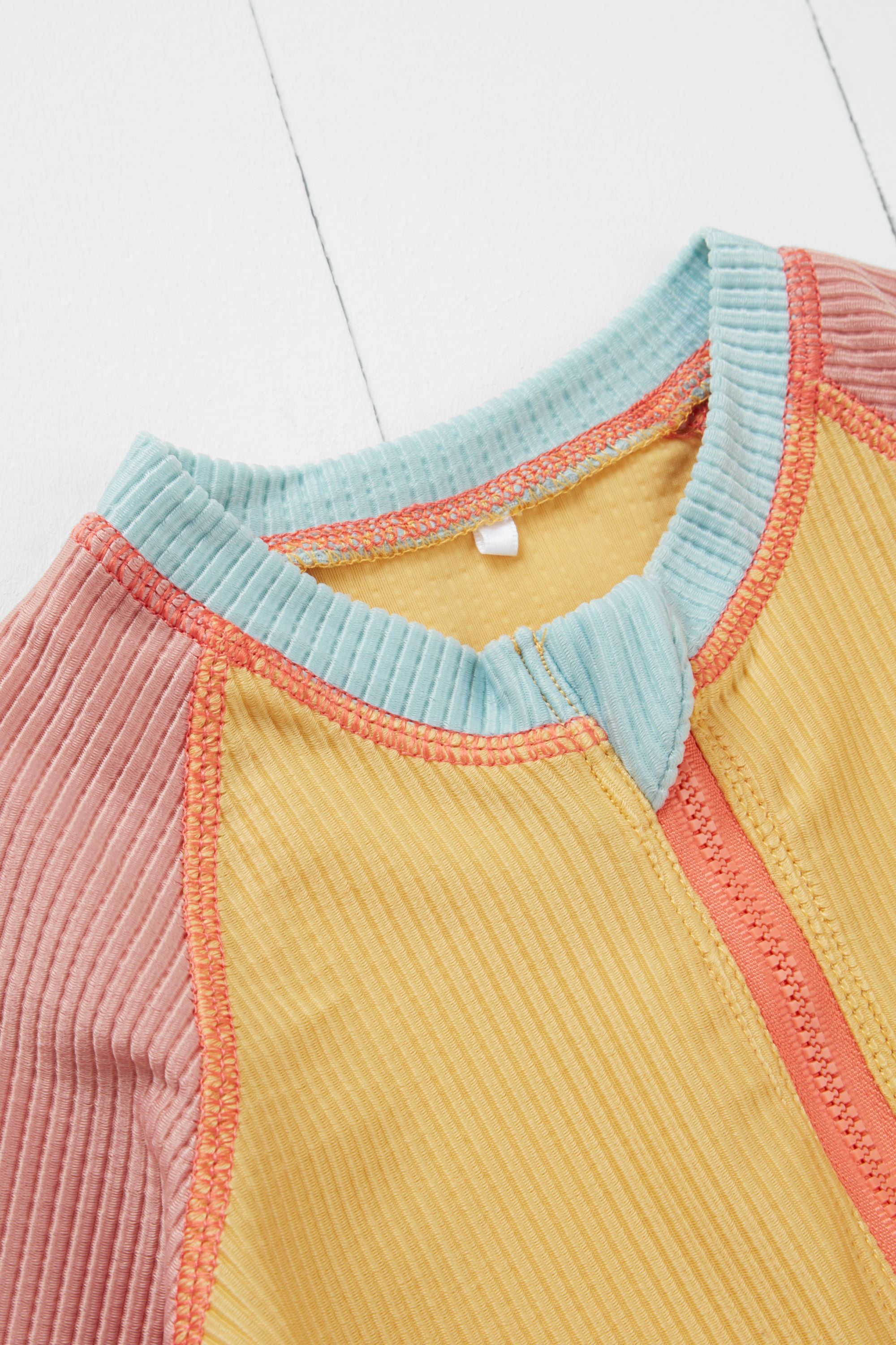 Ochre Ribbed Kids Long Sleeve Rash Vest