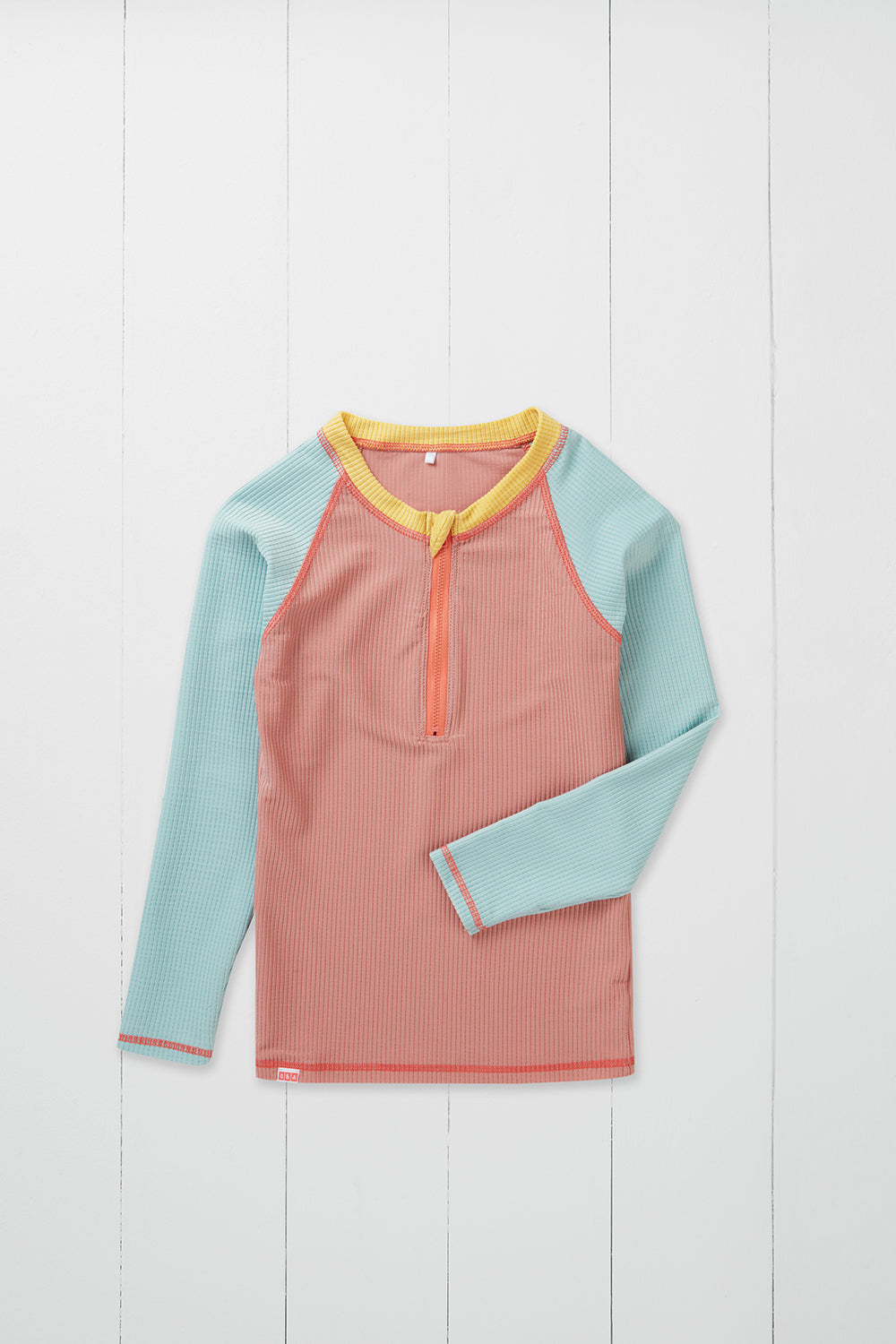Rose Ribbed Kids Long Sleeve Rash Vest