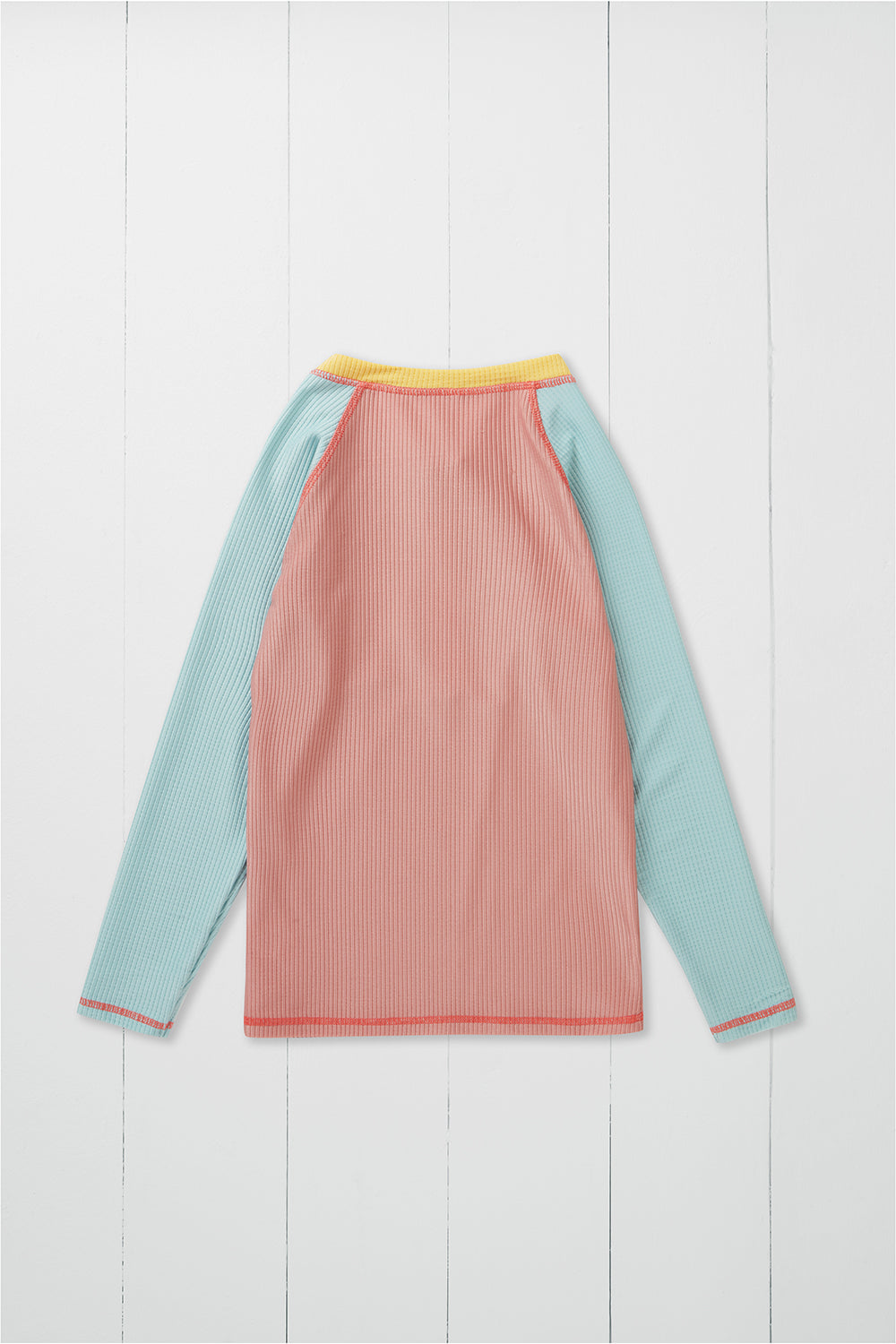 Rose Ribbed Kids Long Sleeve Rash Vest