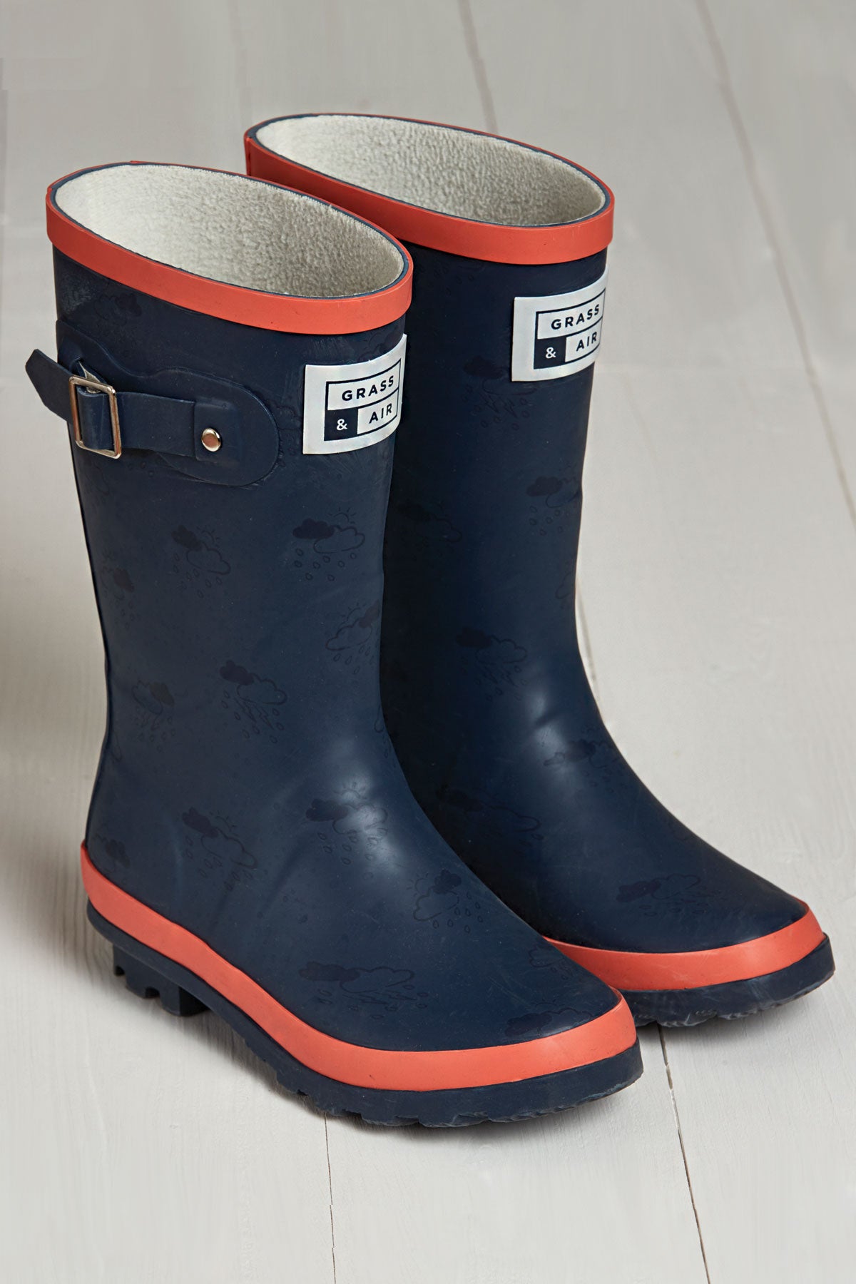 Older Kids Navy & Coral Wellies