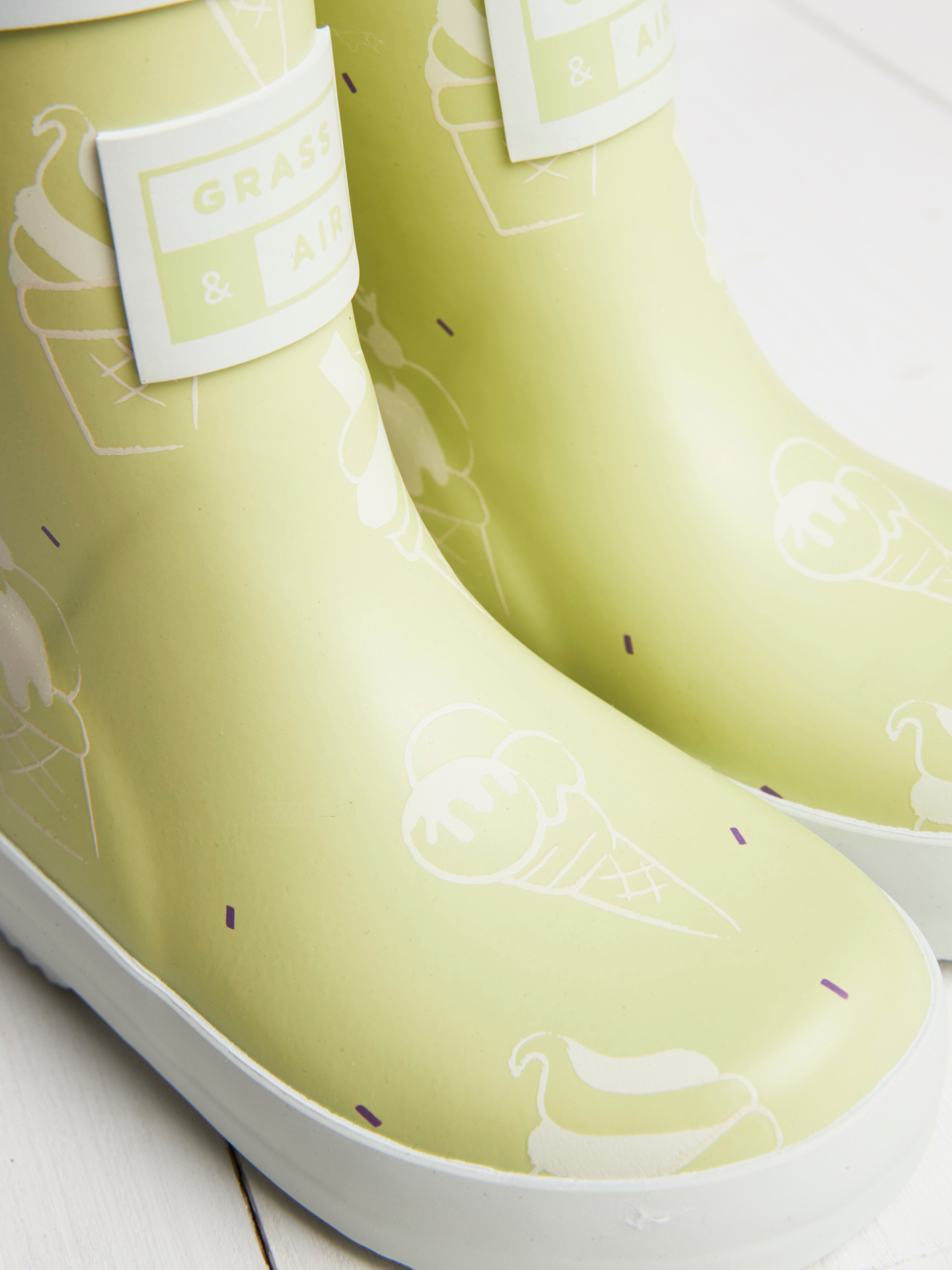 Lime Green Ice Cream Colour-Changing Kids Wellies