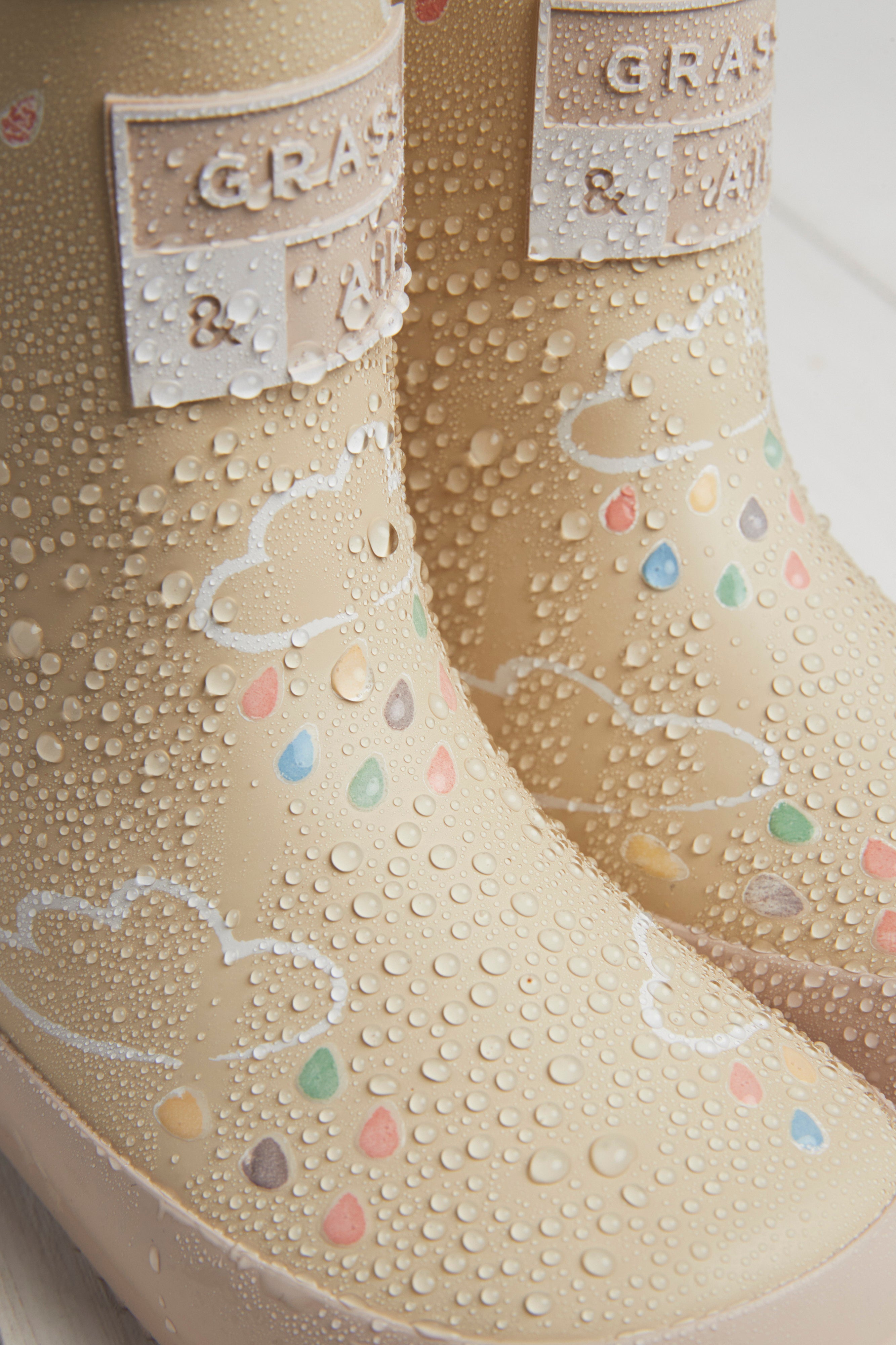 Stone Colour-Changing Kids Wellies with Teddy Fleece Lining