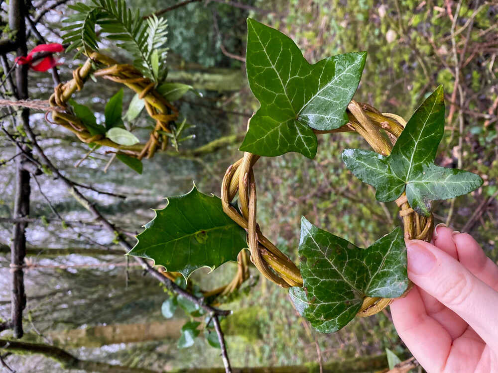 leaves and branches used to make a bracelet 