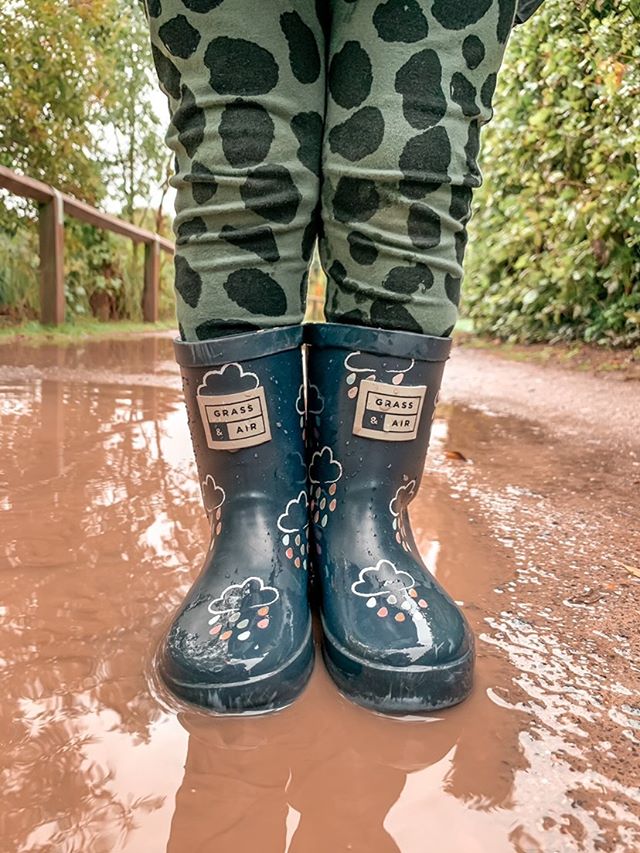 wellies in rainy weather during a walk in summer